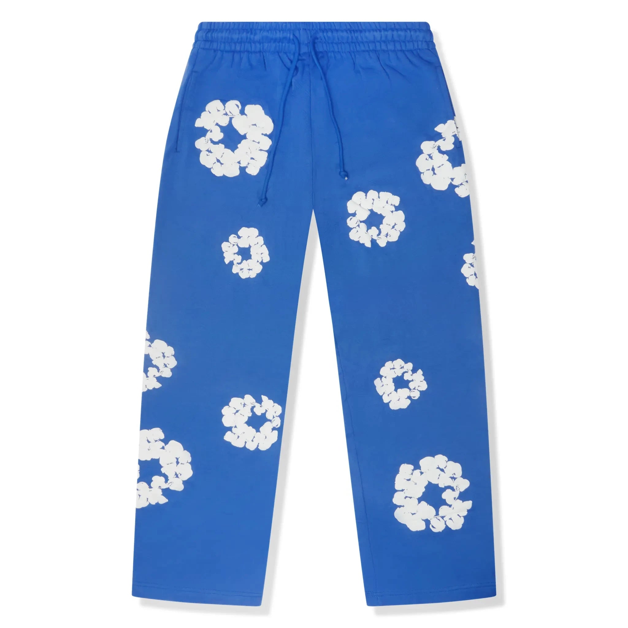 Front View of Denim Tears The Cotton Wreath Baggy Blue Sweatpants SS25BAS11402051
