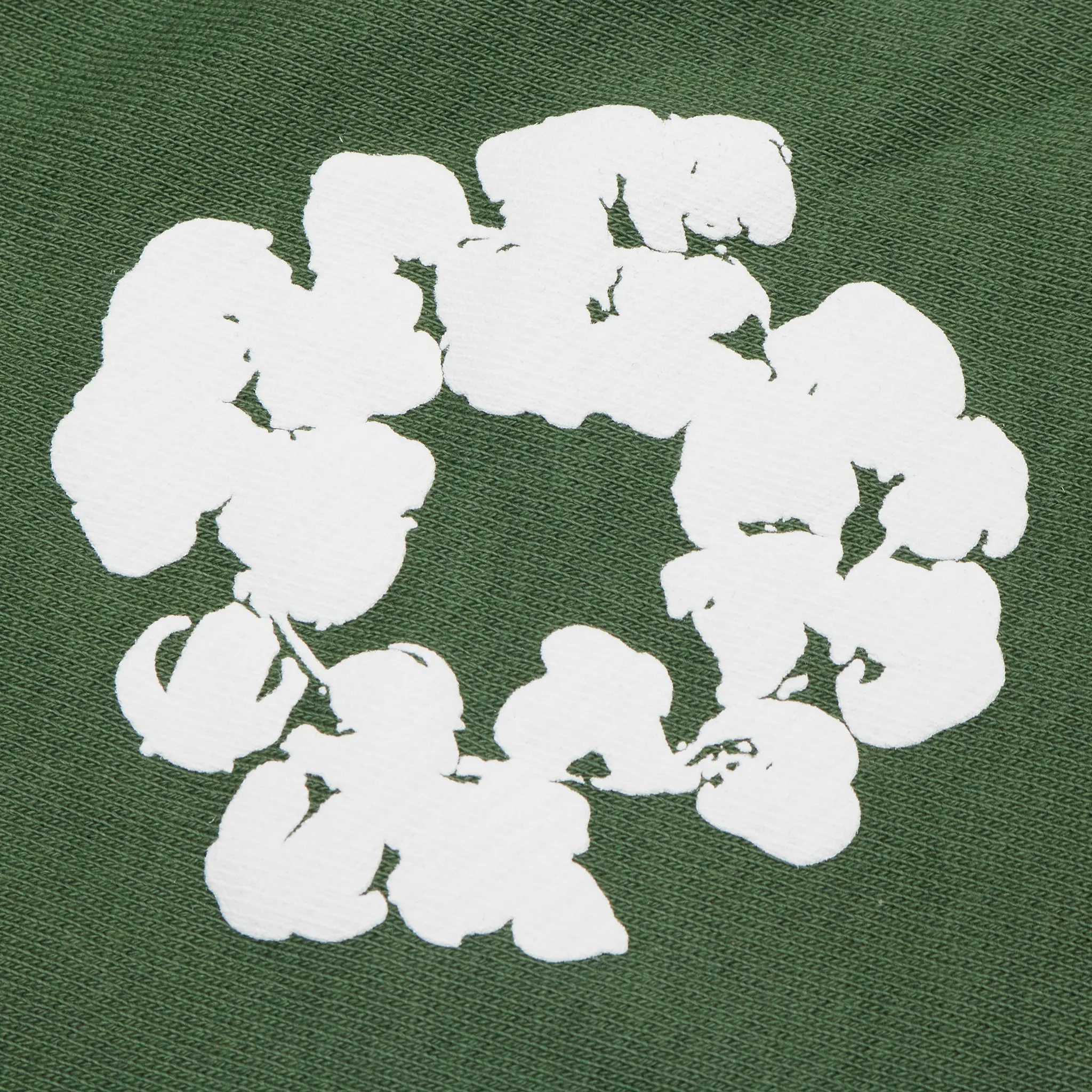 Detailed View of Denim Tears The Cotton Wreath Baggy Green Sweatpants (SS25) SS25BAS11402053