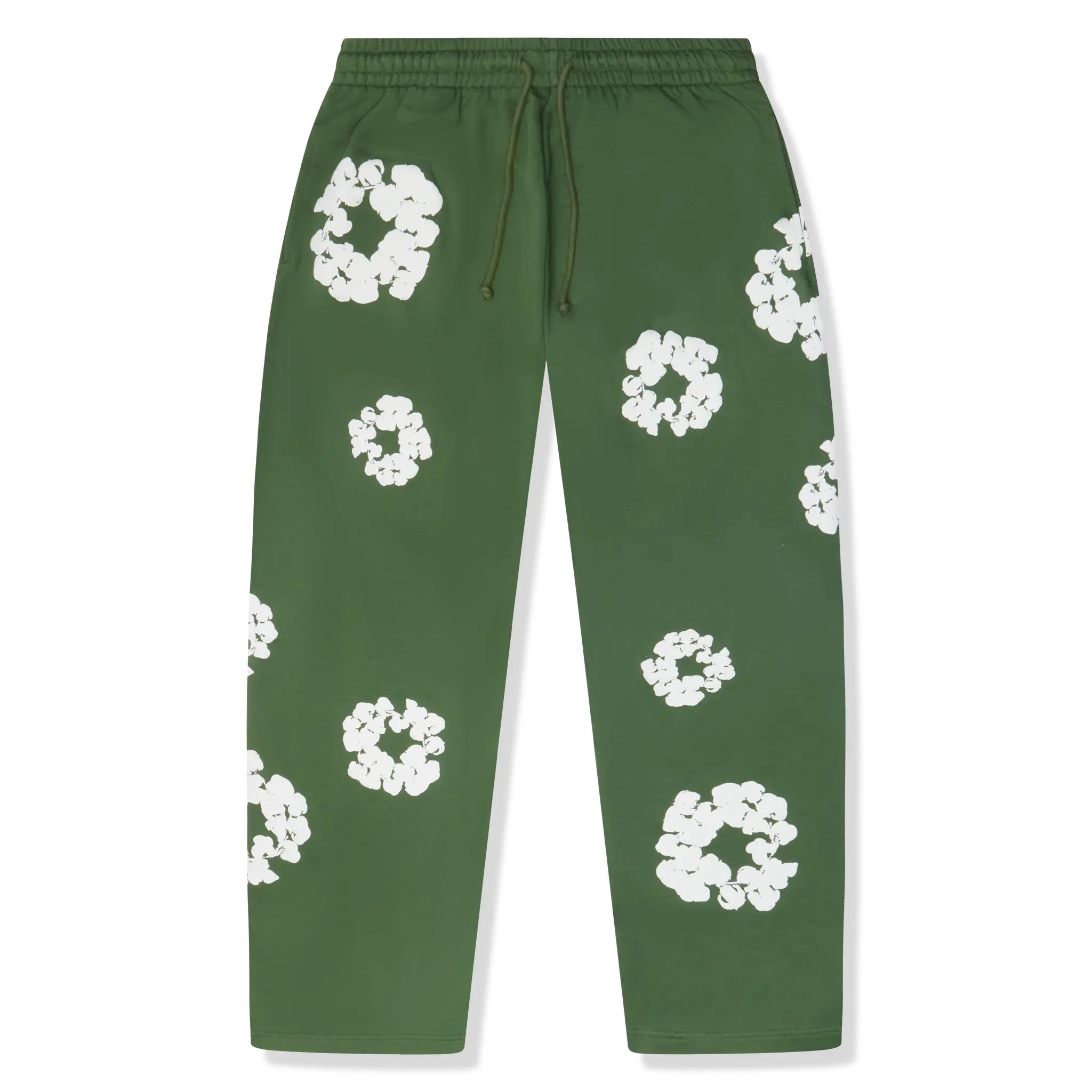 Front View of Denim Tears The Cotton Wreath Baggy Green Sweatpants (SS25) SS25BAS11402053