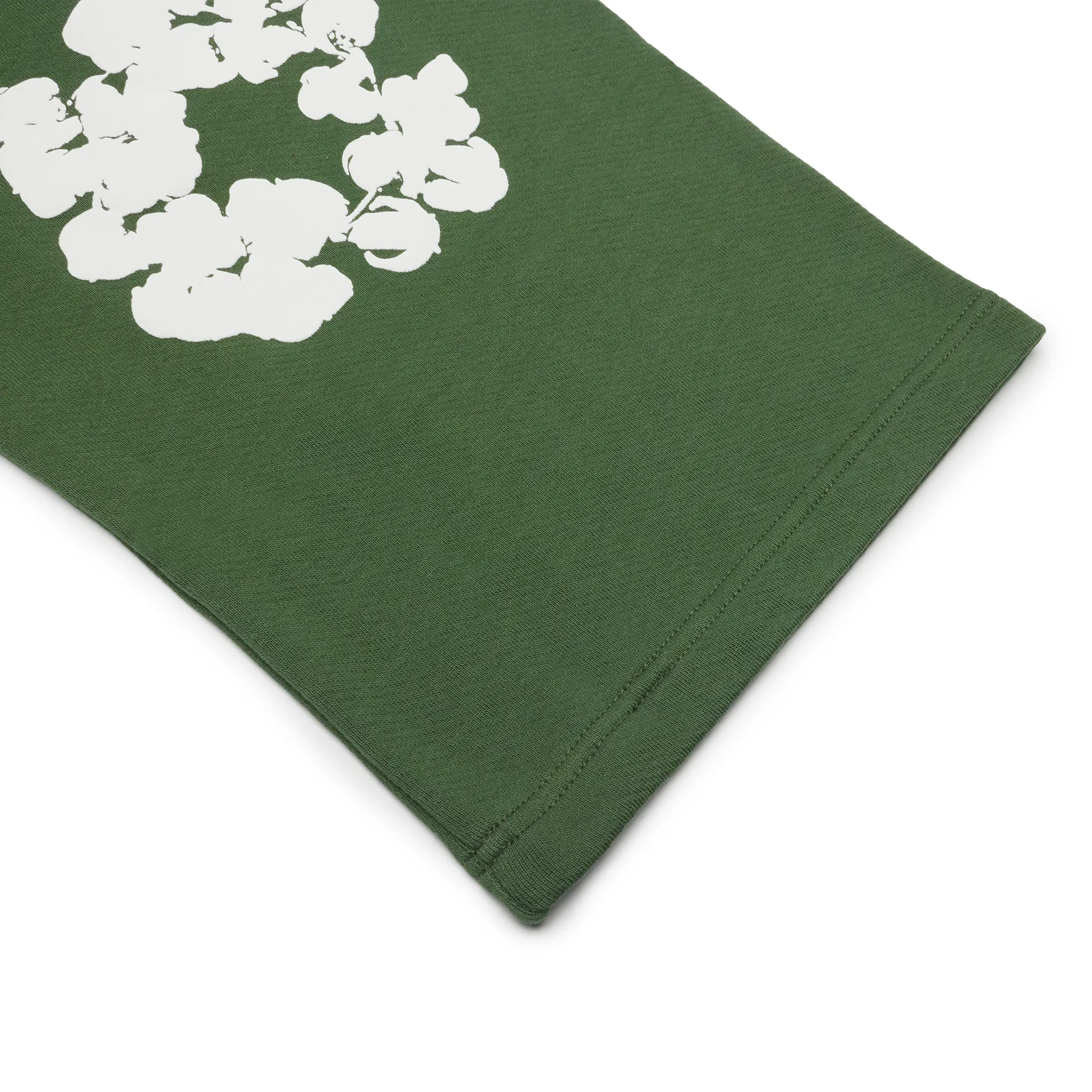 Detailed View of Denim Tears The Cotton Wreath Baggy Green Sweatpants (SS25) SS25BAS11402053