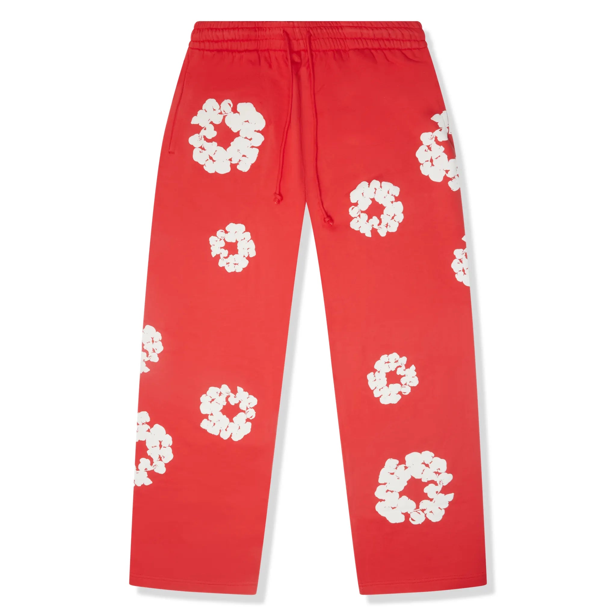 Front View of Denim Tears The Cotton Wreath Baggy Red Sweatpants (SS25) SS25BAS11402049