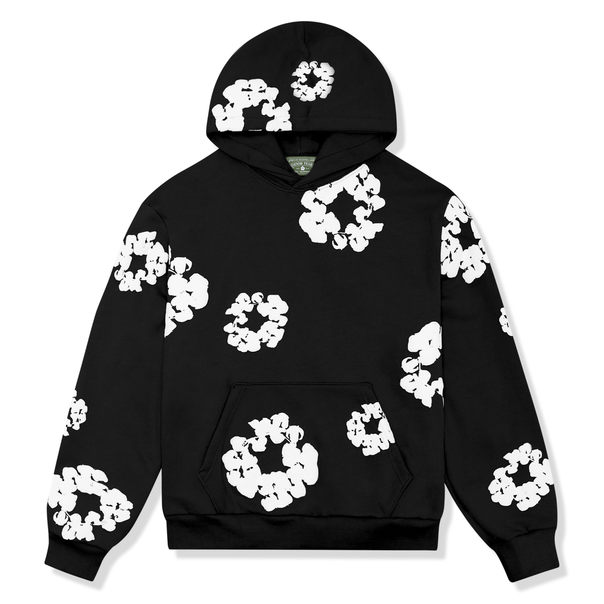 Front view of Denim Tears The Cotton Wreath Black Hoodie