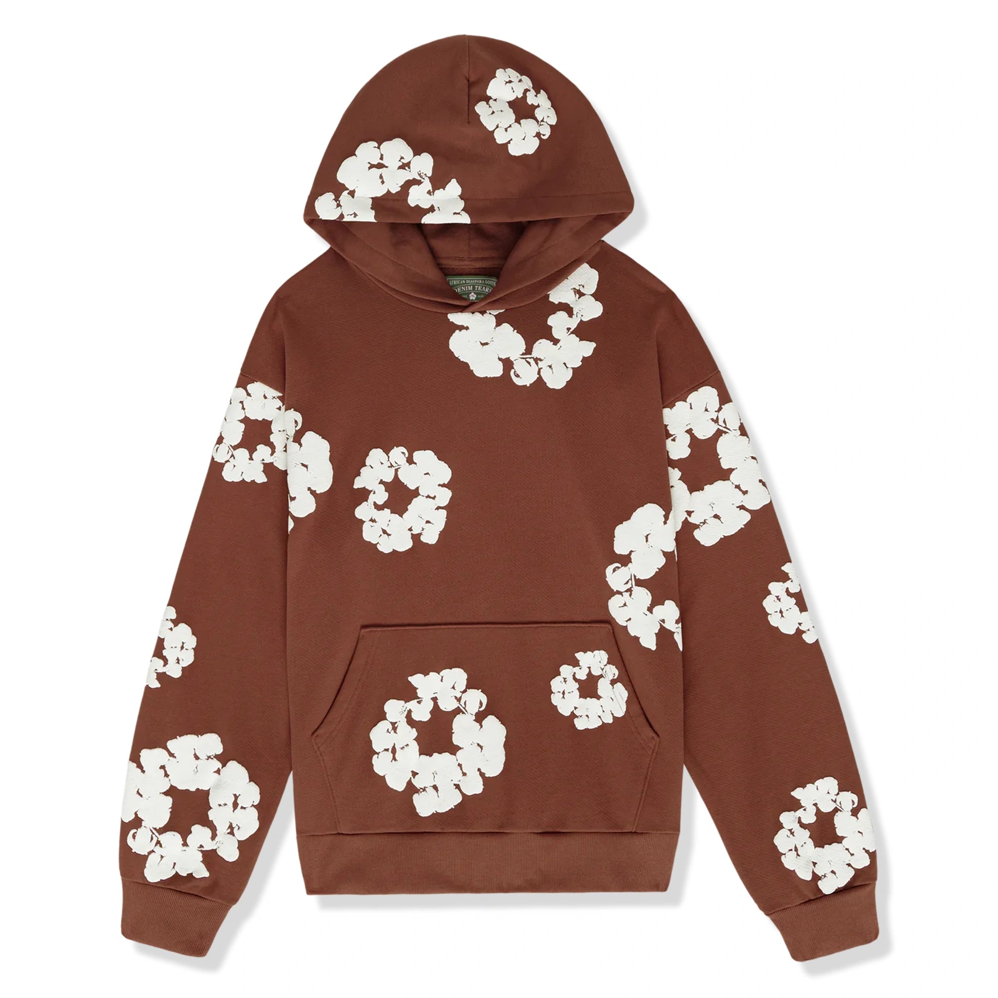 Front view of Denim Tears The Cotton Wreath Brown Hoodie