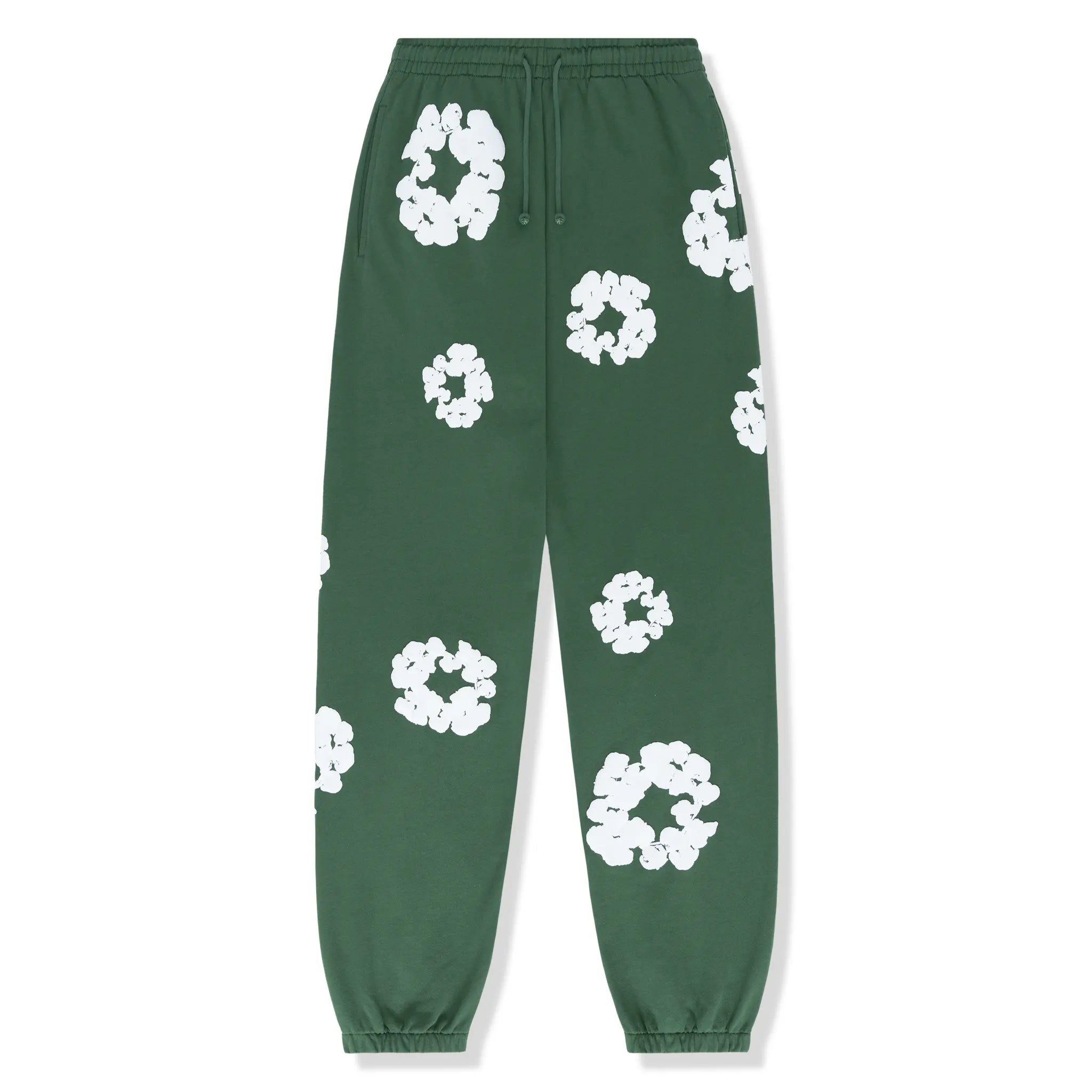 Front view of Denim Tears The Cotton Wreath Green Sweatpants 401-060-30