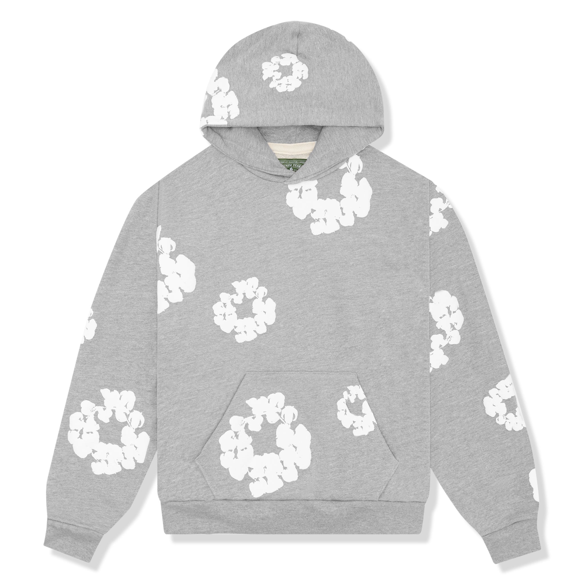 Front view of Denim Tears The Cotton Wreath Grey Hoodie 301-070-30