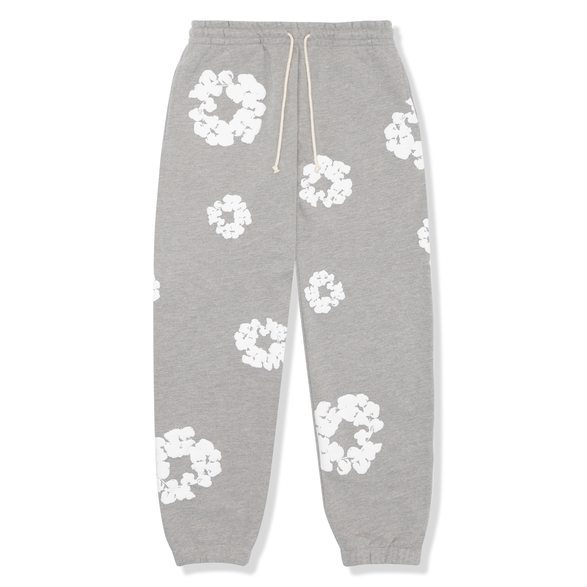 Front view of Denim Tears The Cotton Wreath Grey Sweatpants 
