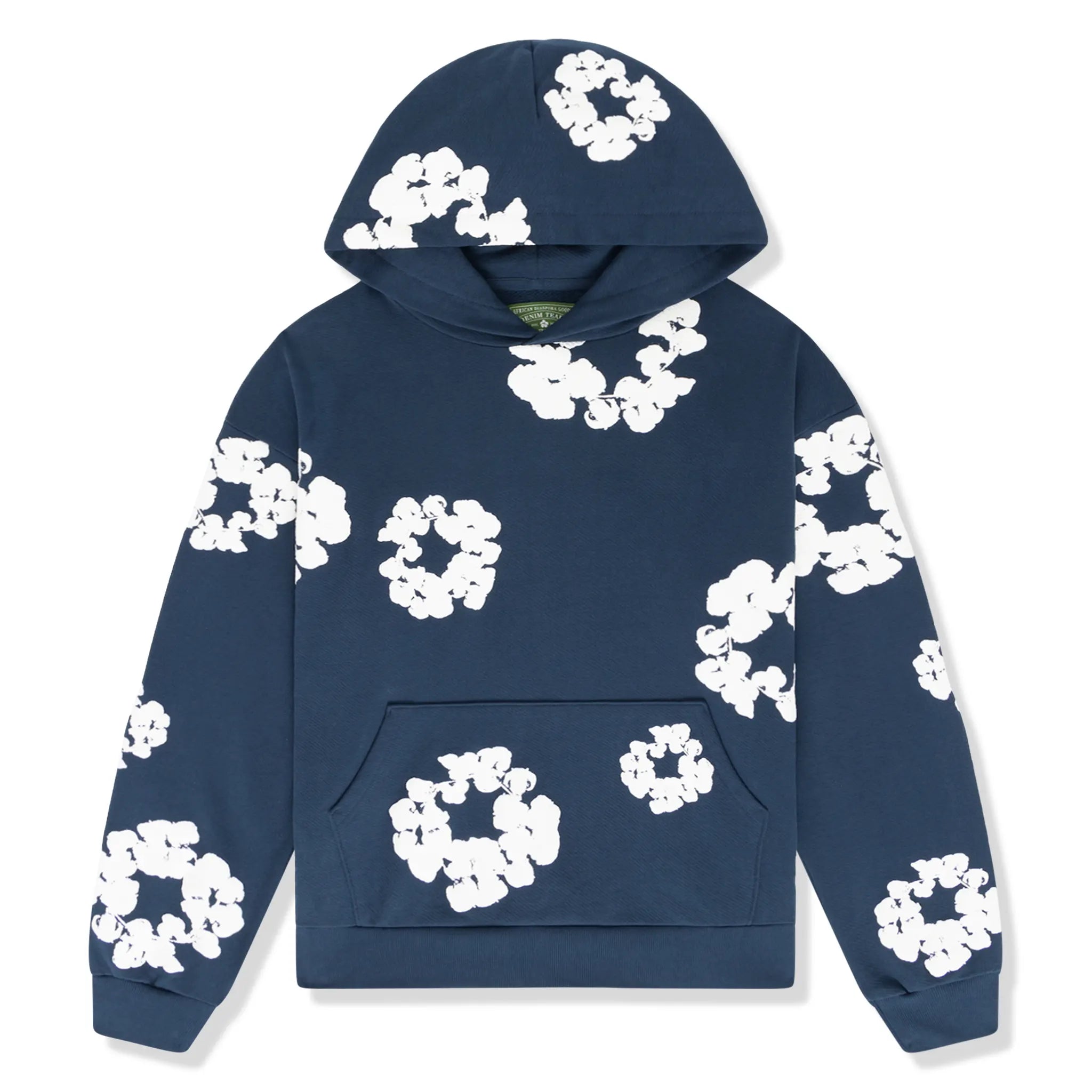 Front view of Denim Tears The Cotton Wreath Navy Hoodie