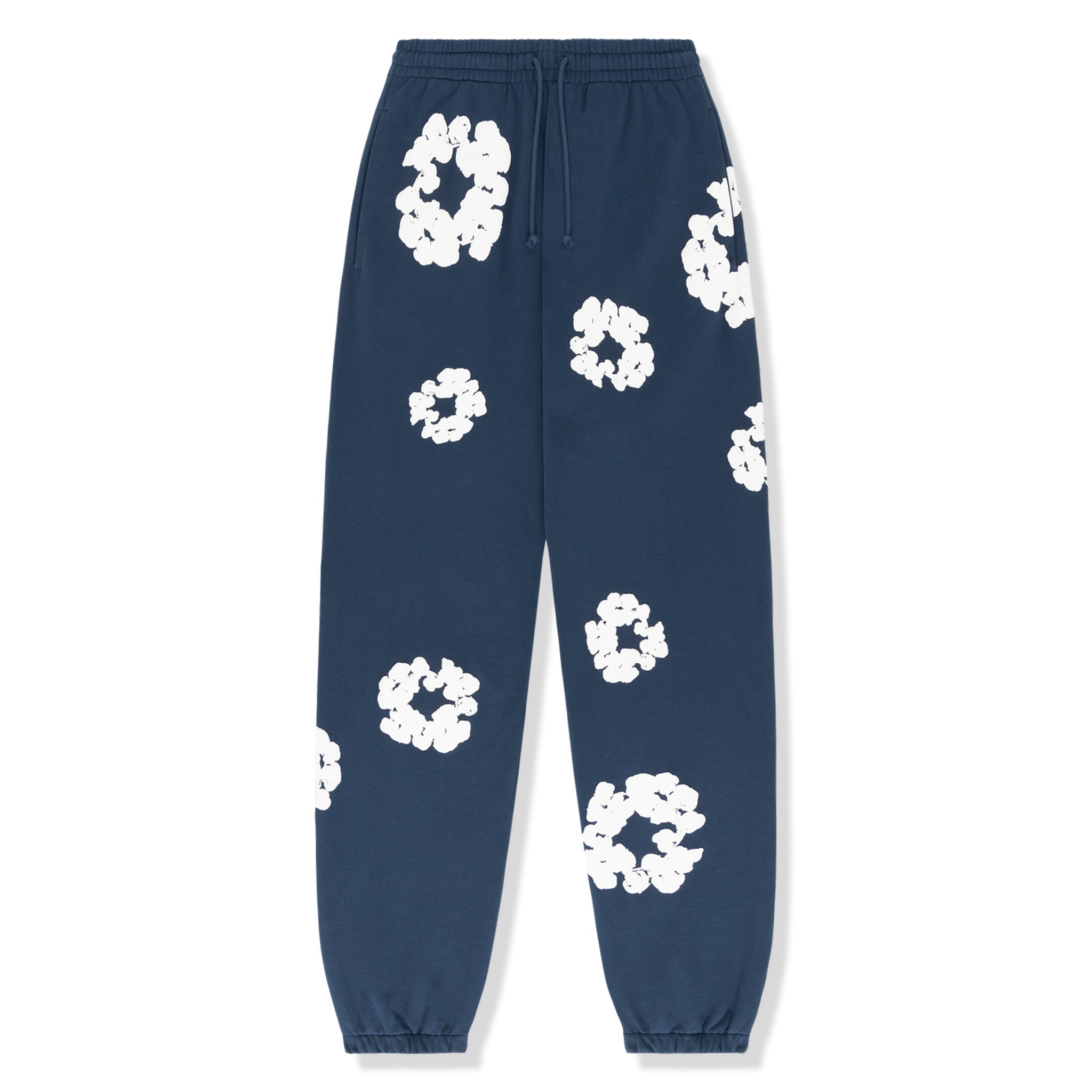 Front view of Denim Tears The Cotton Wreath Navy Sweatpants 