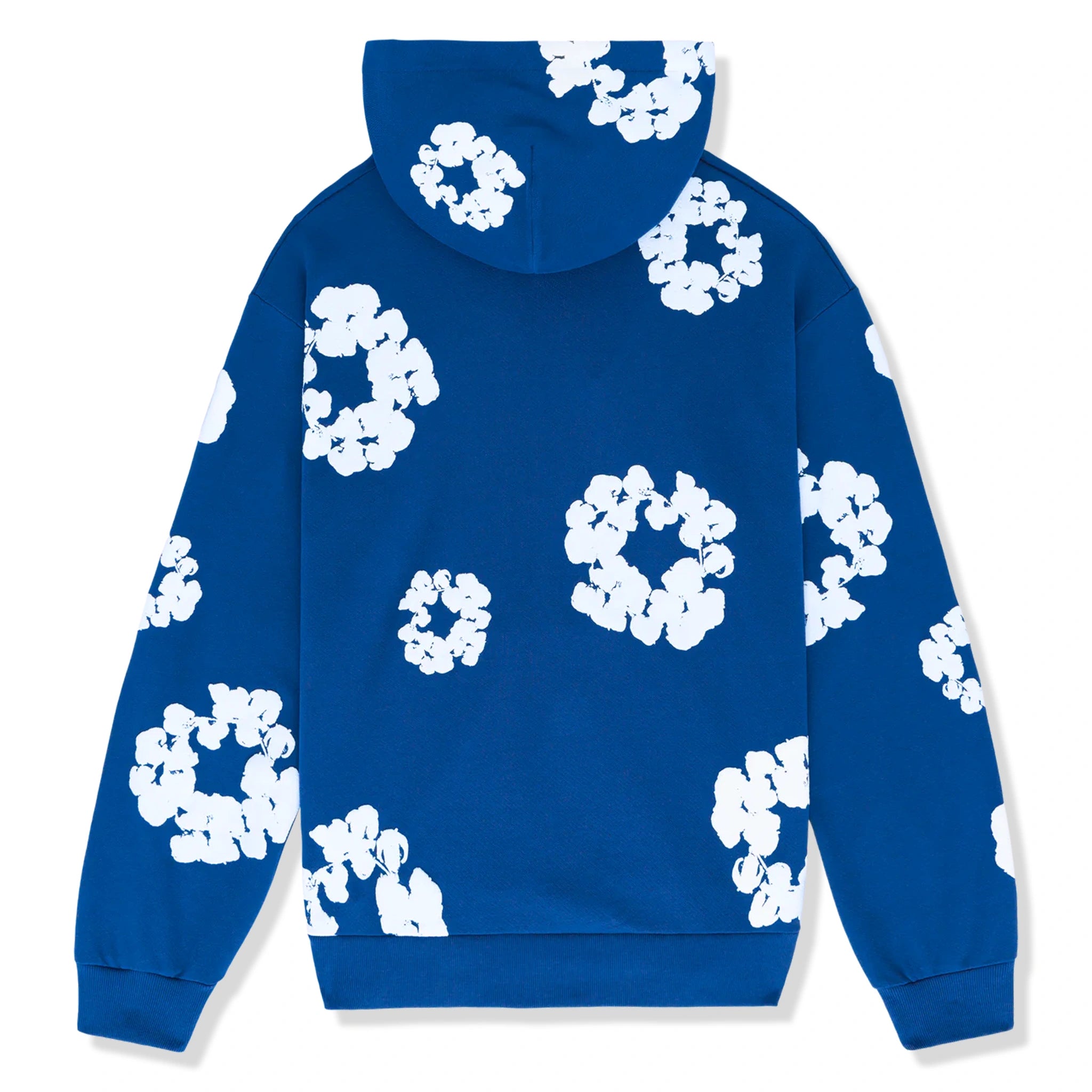 Back view of Denim Tears The Cotton Wreath Royal Blue Hoodie