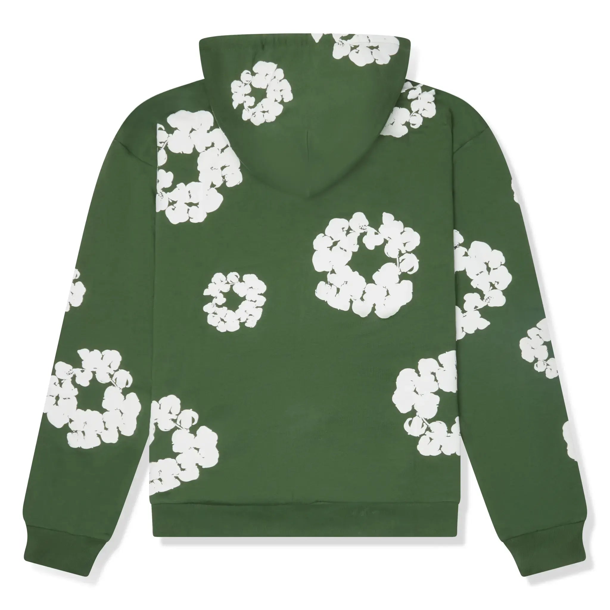 Back View of Denim Tears The Cotton Wreath Zip Up Green Hoodie