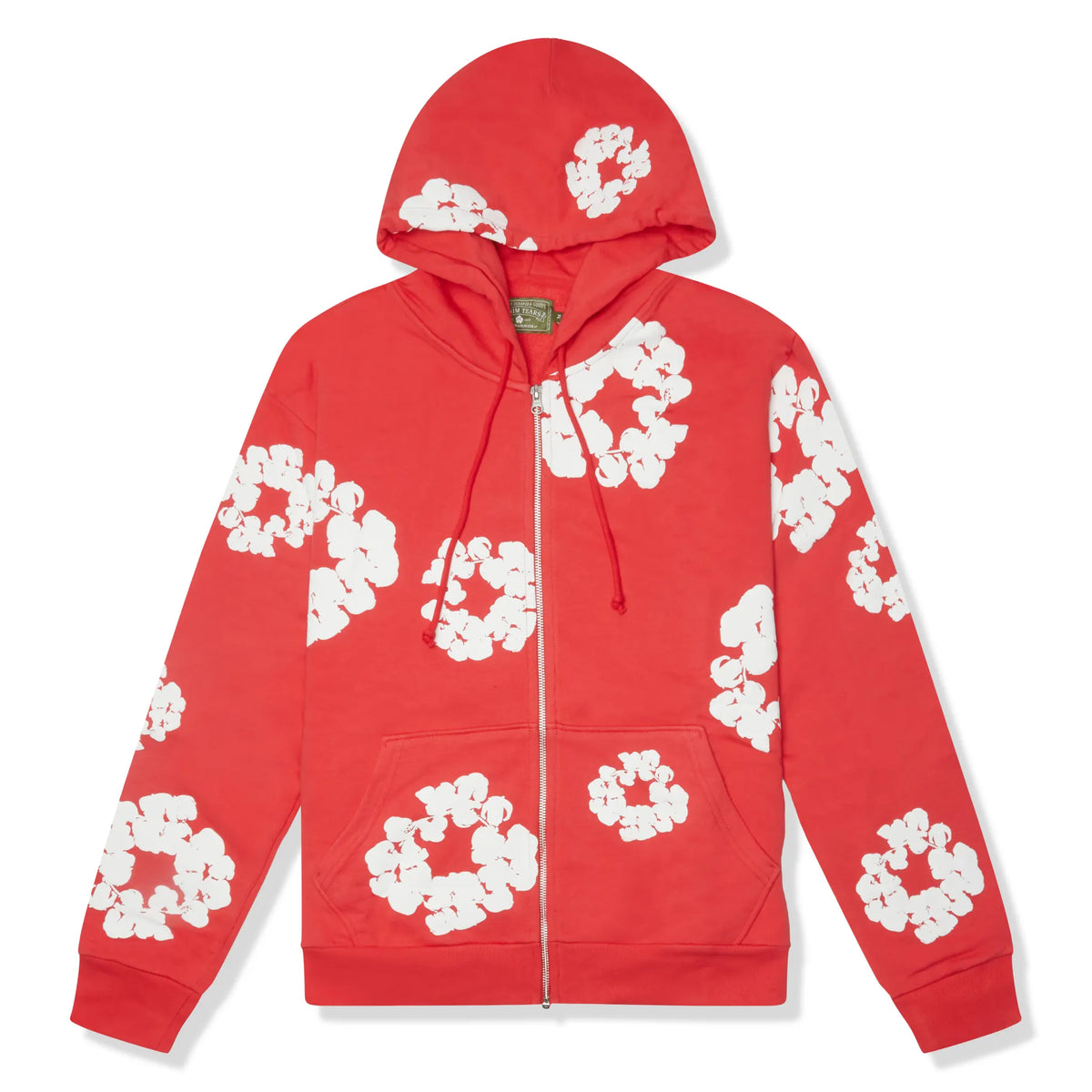 Denim Tears The Cotton Wreath Zip-Up Red Hoodie |
