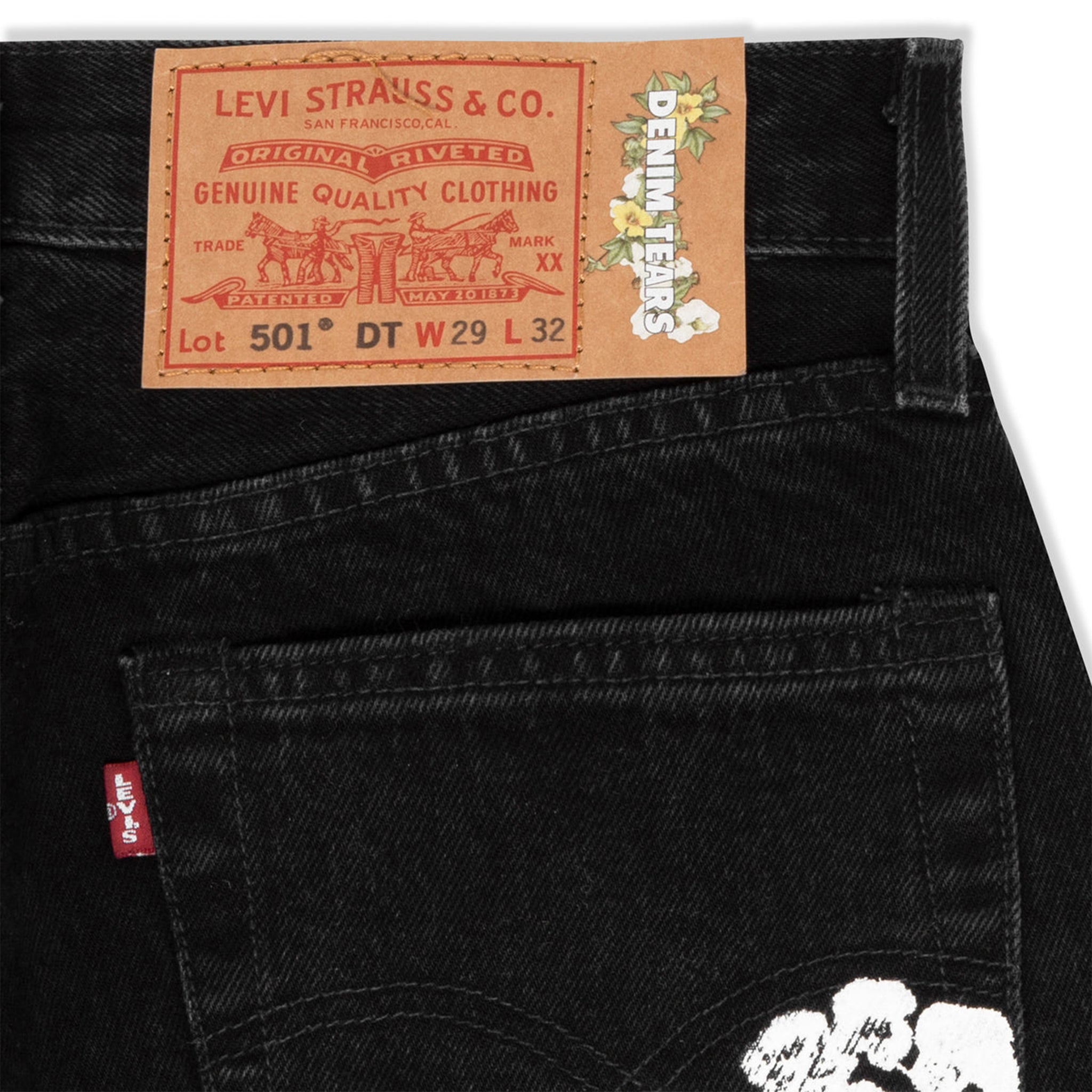 Back view of Denim Tears x Levi's Cotton Wreath Jeans Black DT501-003-30