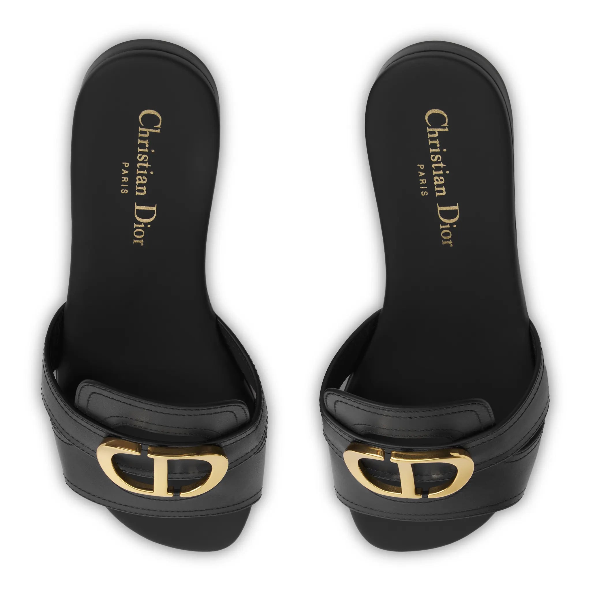 Detailed View of Dior 30 Montaigne Calfskin Black Slides