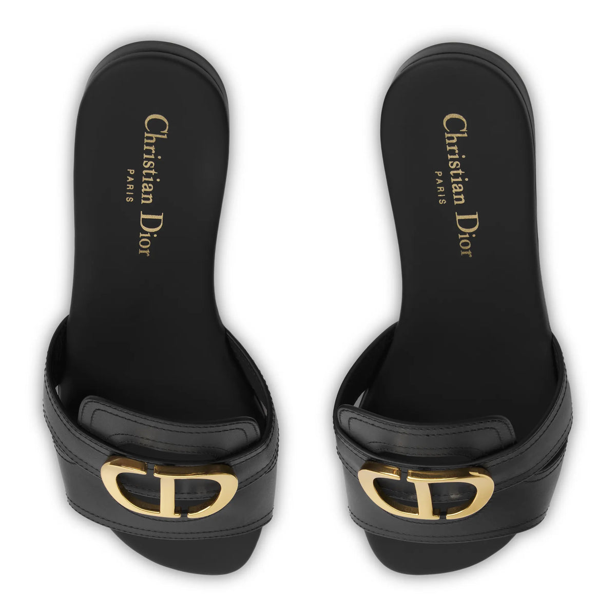 Dior 30 Montaigne Calfskin Black Slides | KCQ266VEA_S900