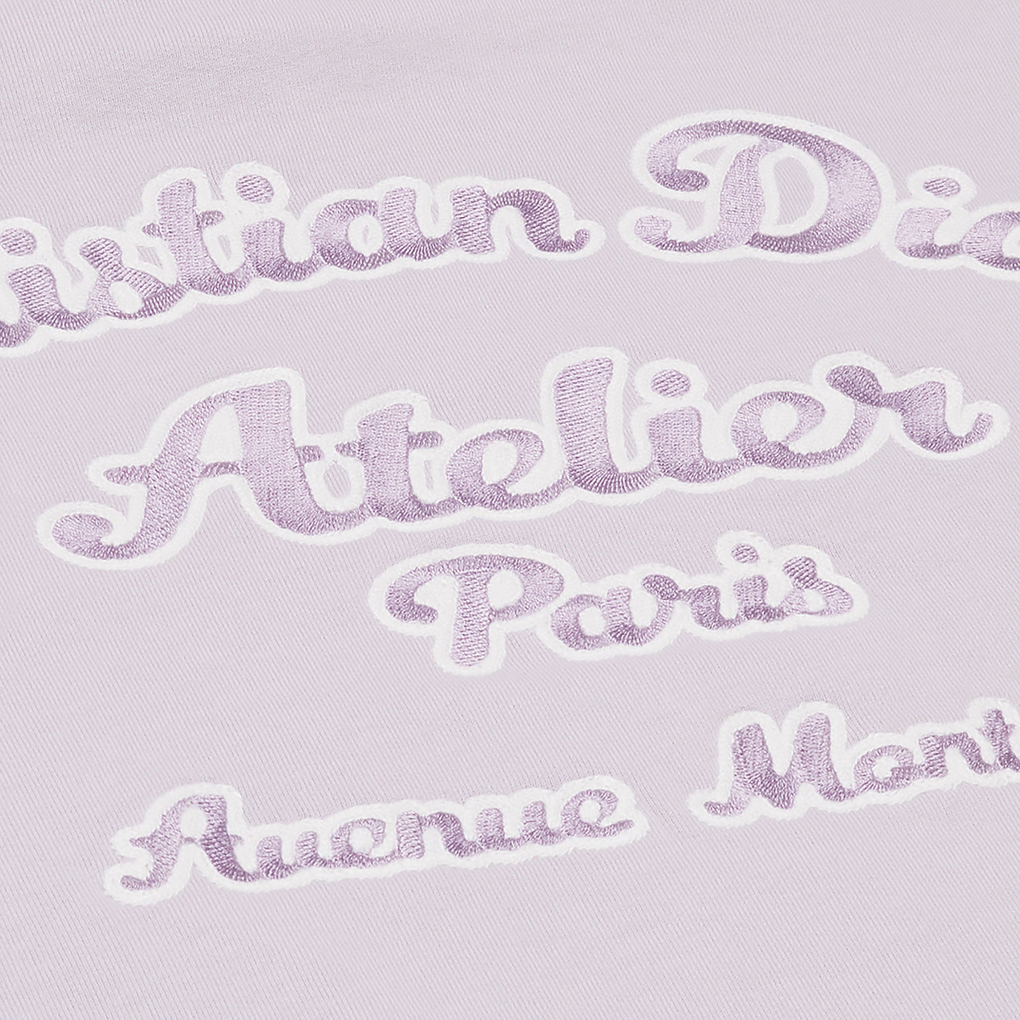 Close Up view of Dior 'Christian Dior Atelier' Mauve Hoodie front