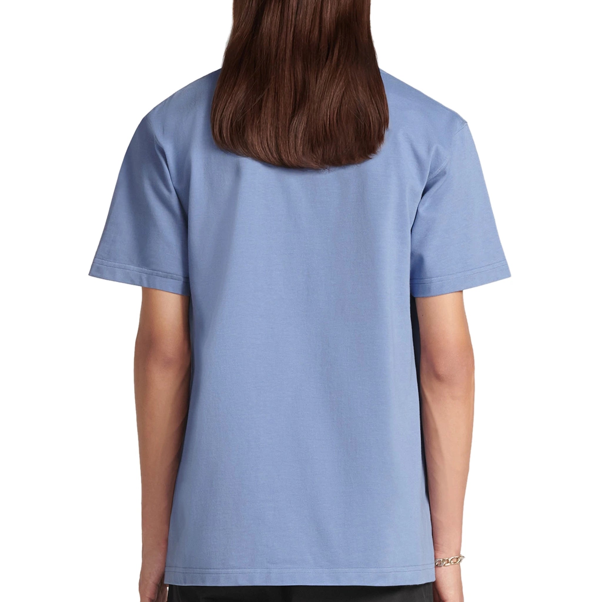 Model back view of Dior 'Christian Dior Couture' Relaxed Fit Blue T Shirt 343J696C0554_C580