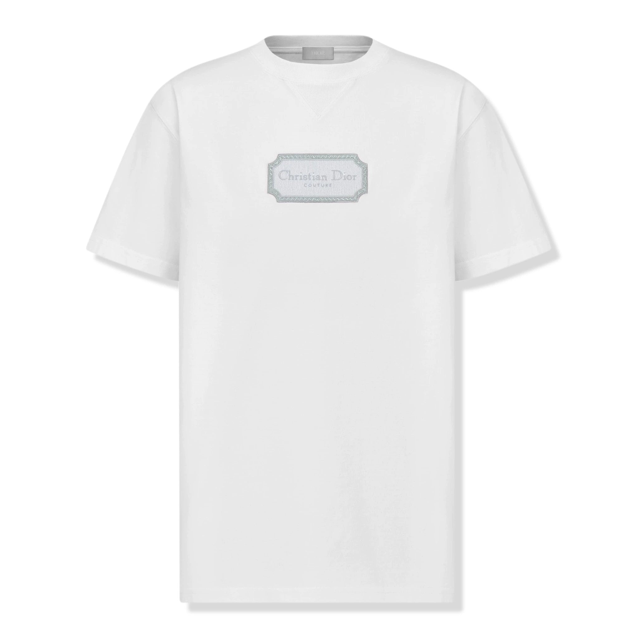 Front view of Dior 'Christian Dior Couture' Relaxed Fit White T Shirt 343J696C0554_C088
