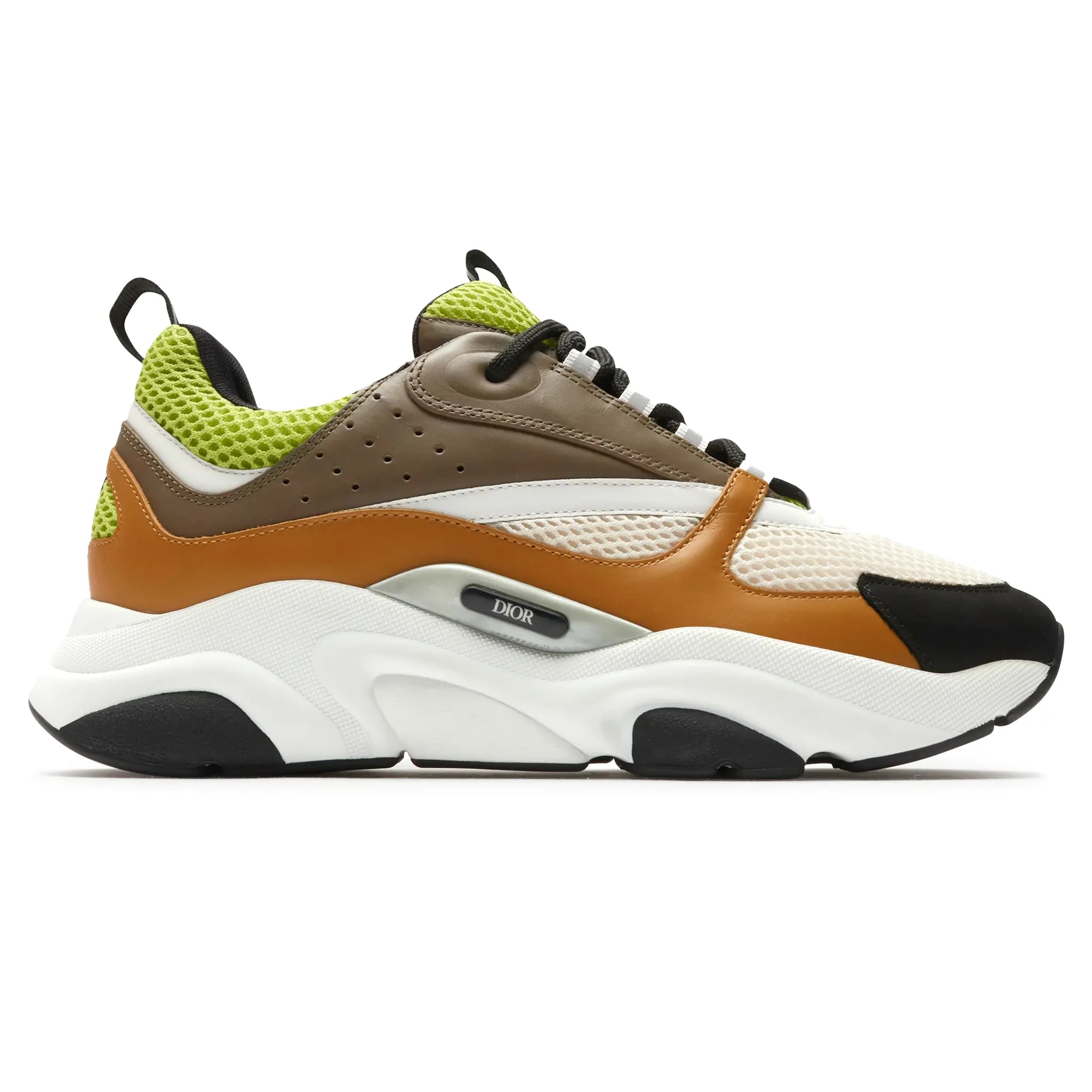 Side View of Dior B22 Brown Lime Green Trainer 3SN231YRK H766