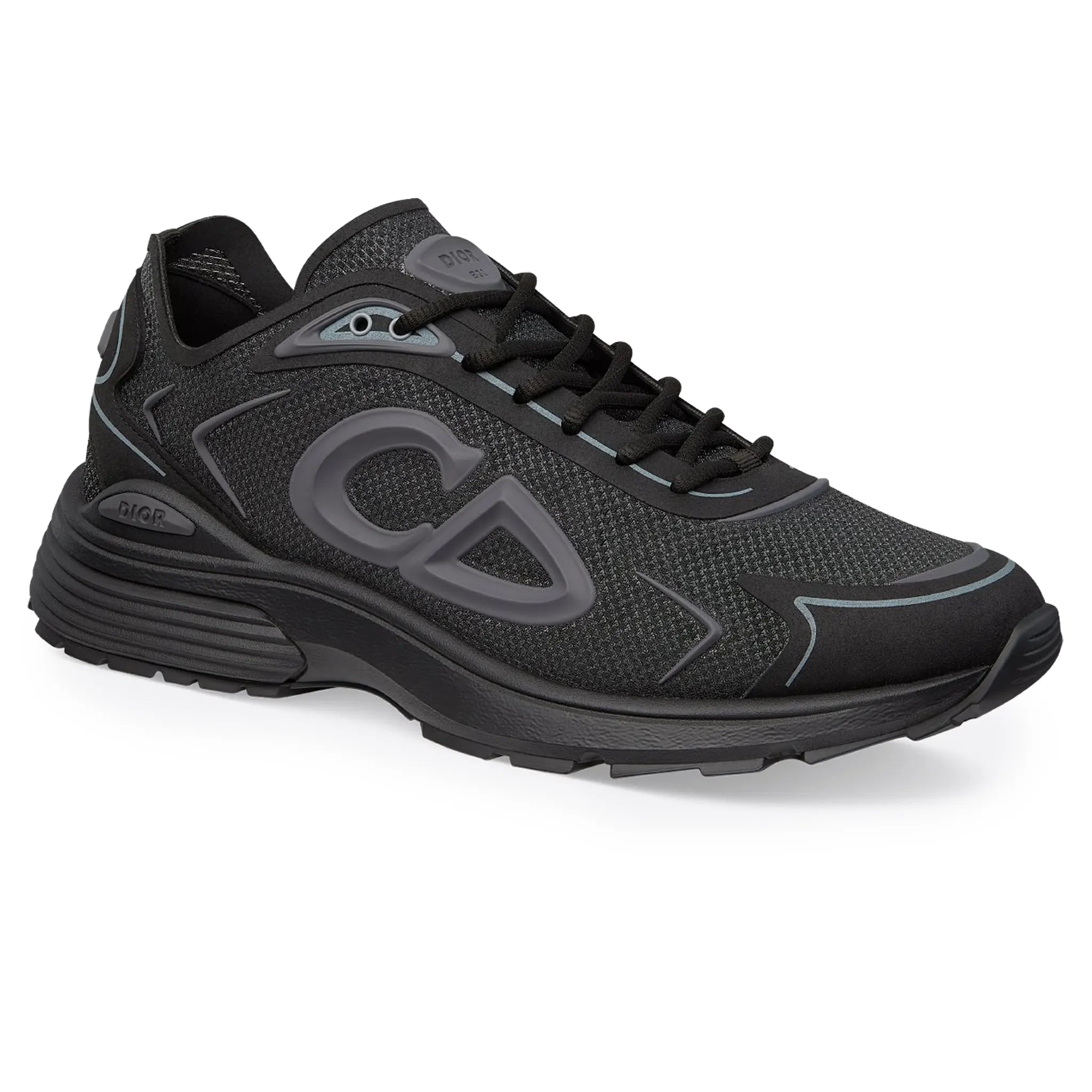 Front Side View of Dior B30 Countdown Black Grey Trainer 3SN342ABF_H968