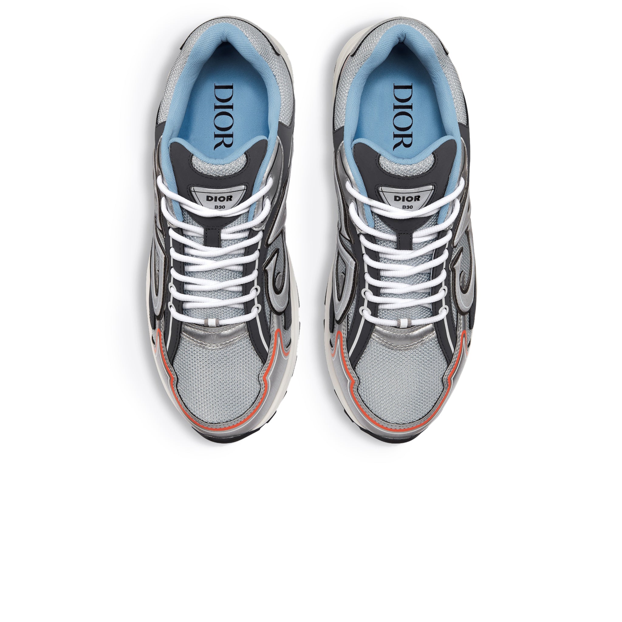 Image of Dior B30 Technical Mesh Silver-Tone Deep Grey Trainer