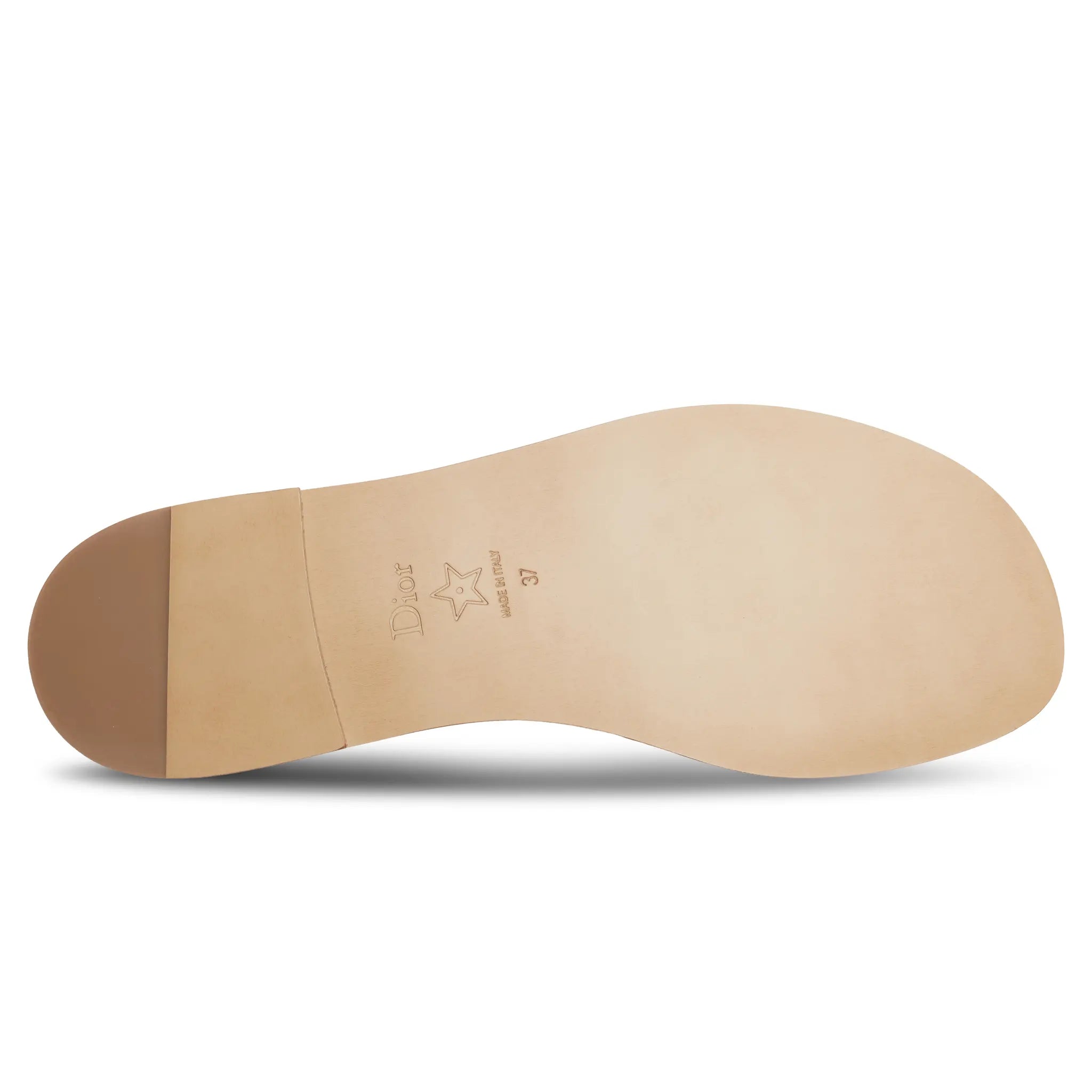 Sole View of Dior Dway Embroidered Cotton Beige Slides