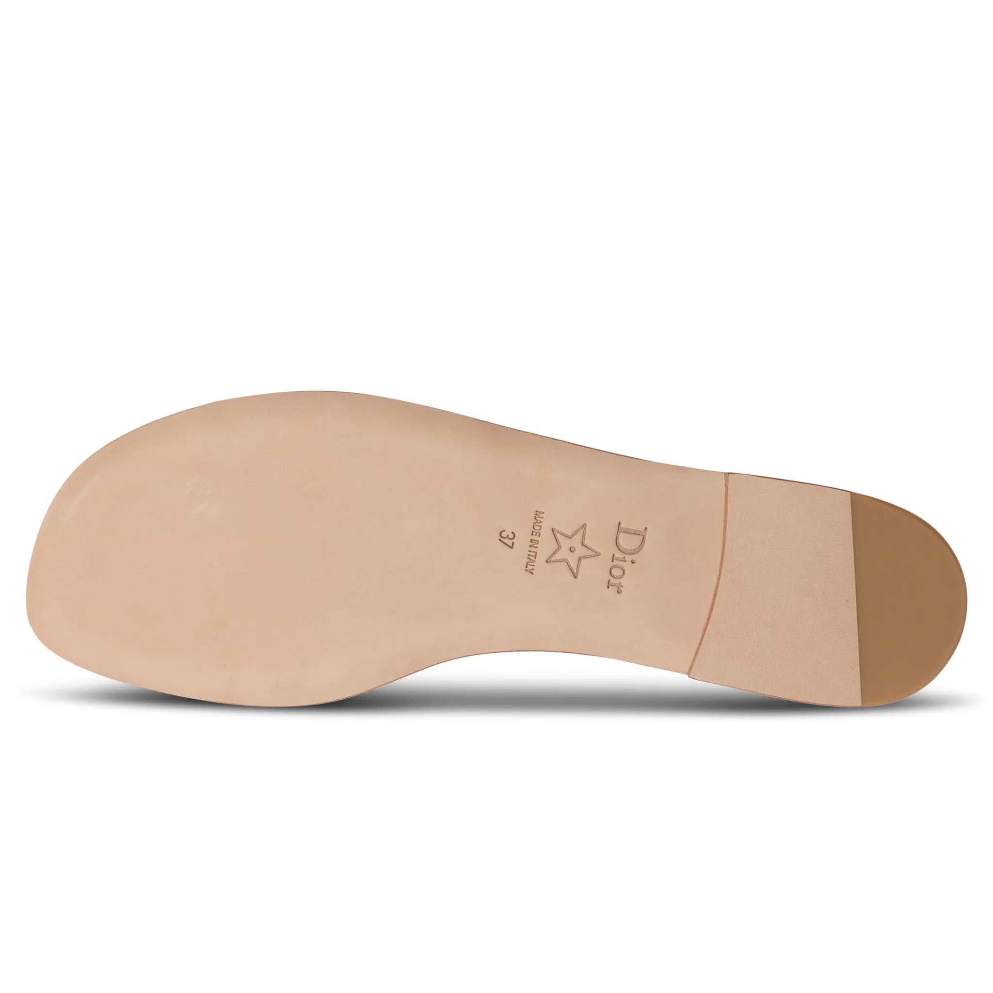 Sole View of Dior Dway Embroidered Cotton Gold White Slides