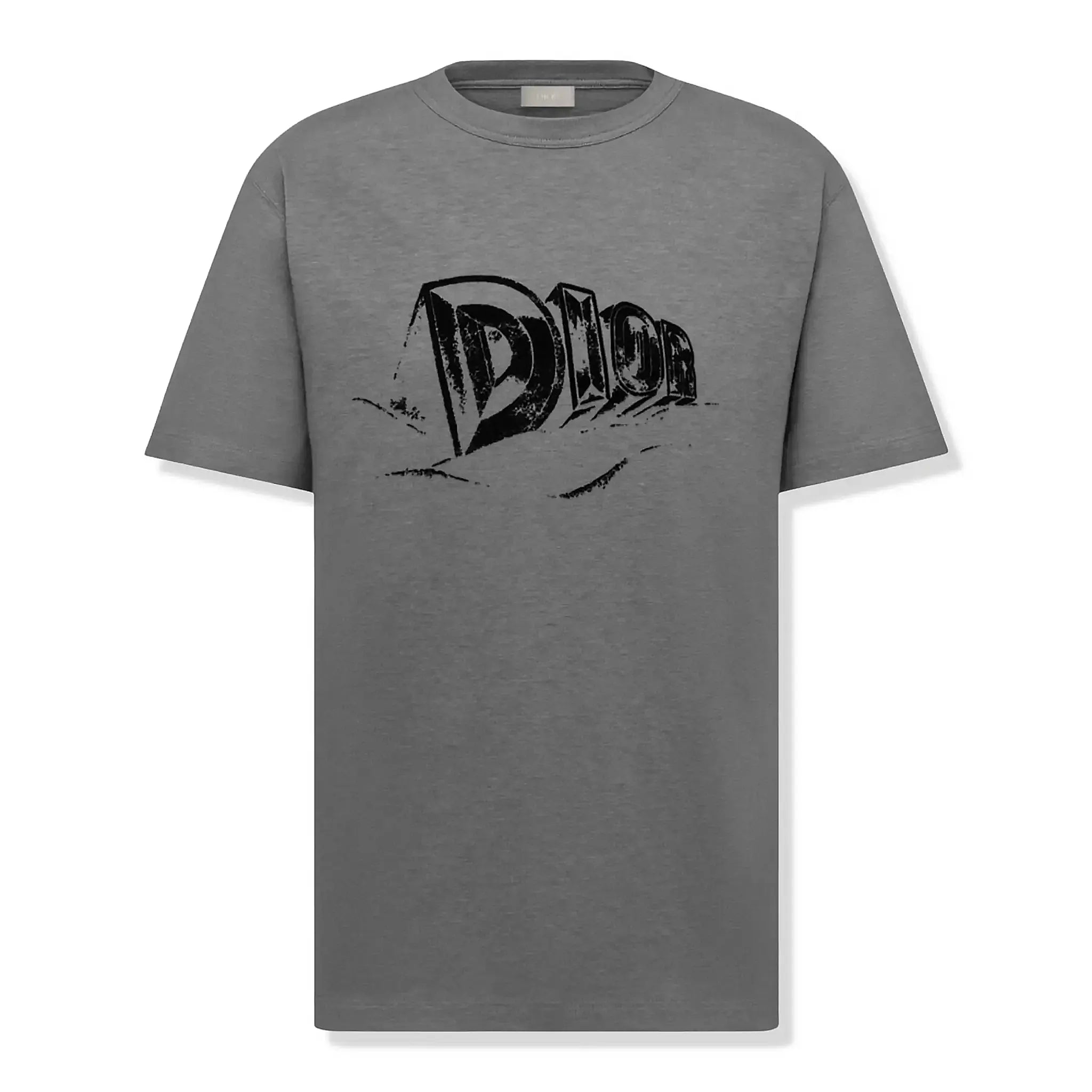 Front view of Dior Graffiti Grey T Shirt 393J696A0849_C889