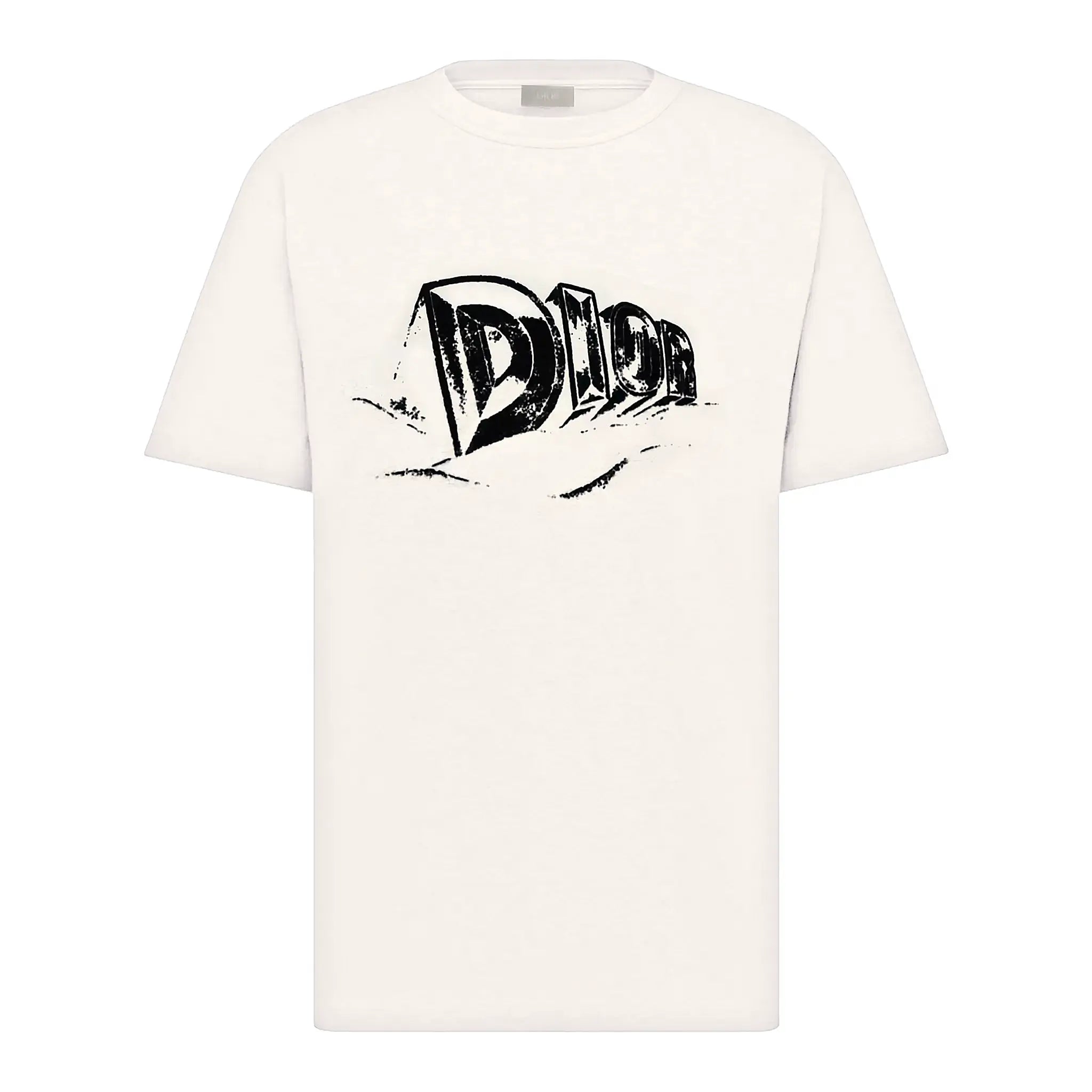 Front view of Dior Graffiti White T Shirt 393J696A0849_C089