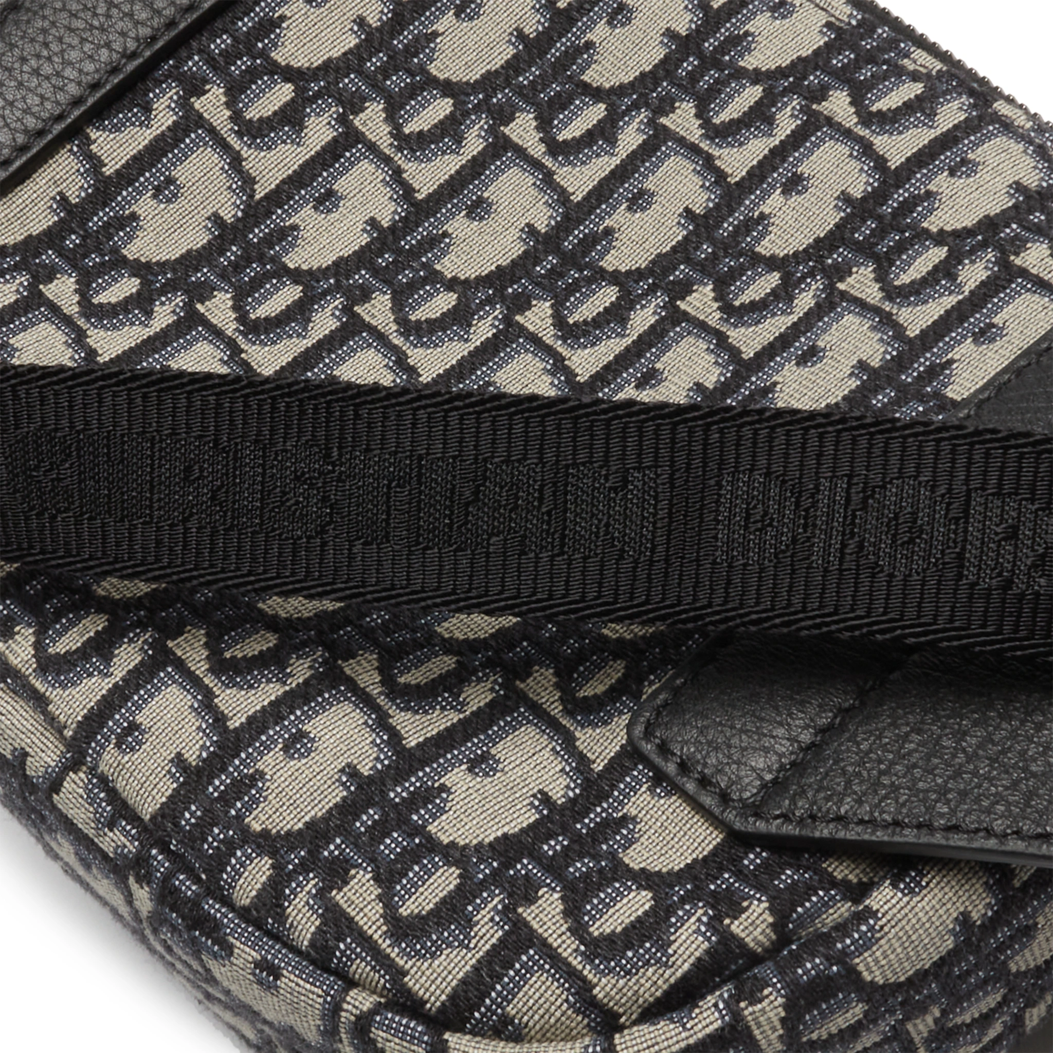 Detail view of Dior Oblique Beige Black Saddle Bag