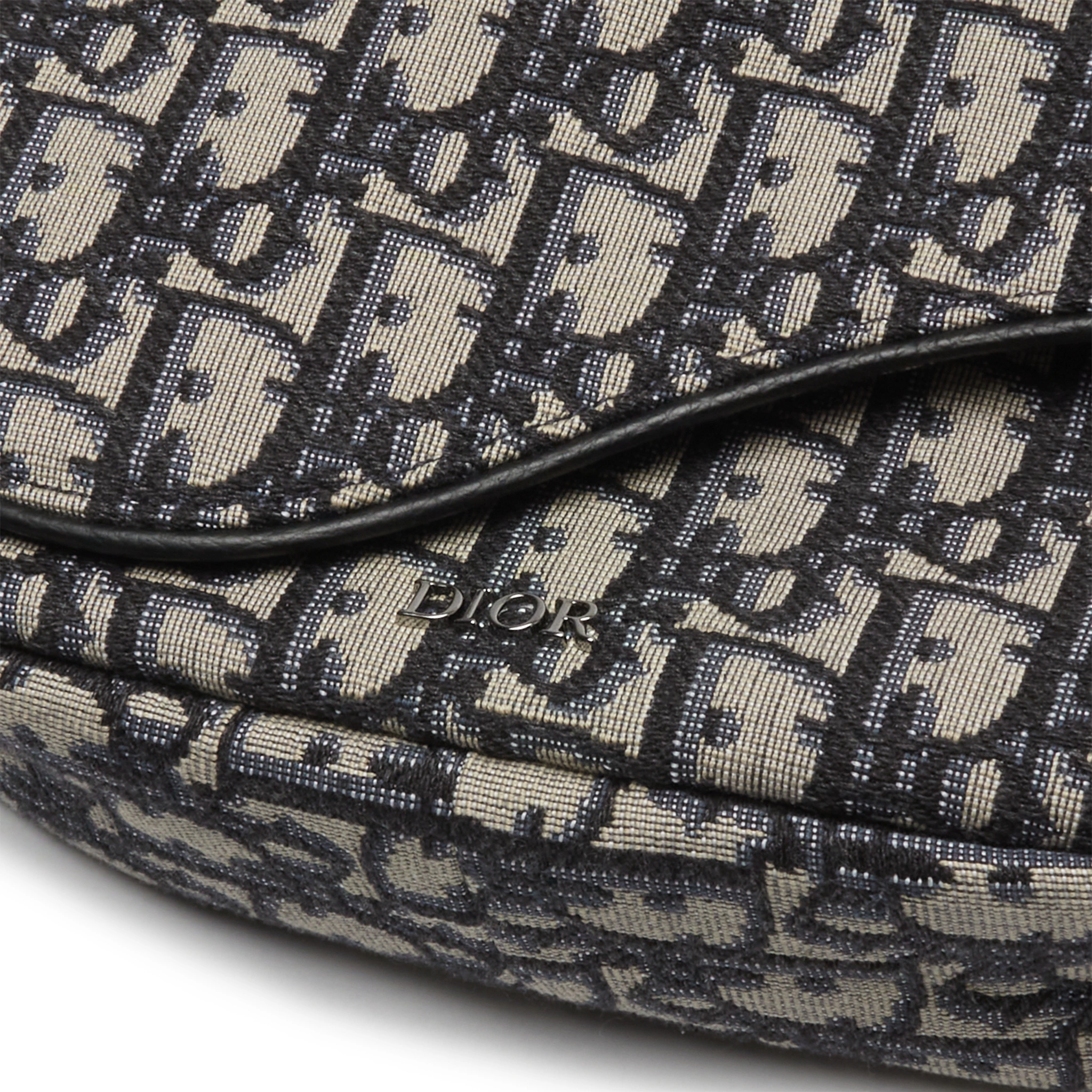 Detail view of Dior Oblique Beige Black Saddle Bag