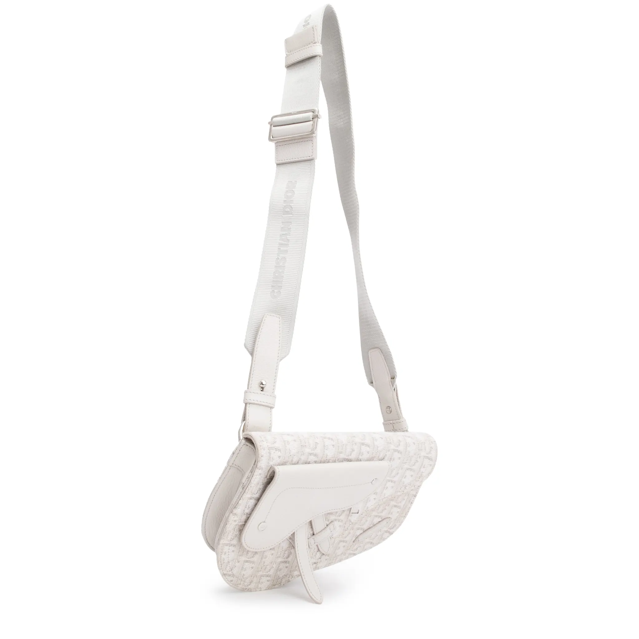 Upper View of Dior Oblique Canvas Saddle Messenger Bag Beige