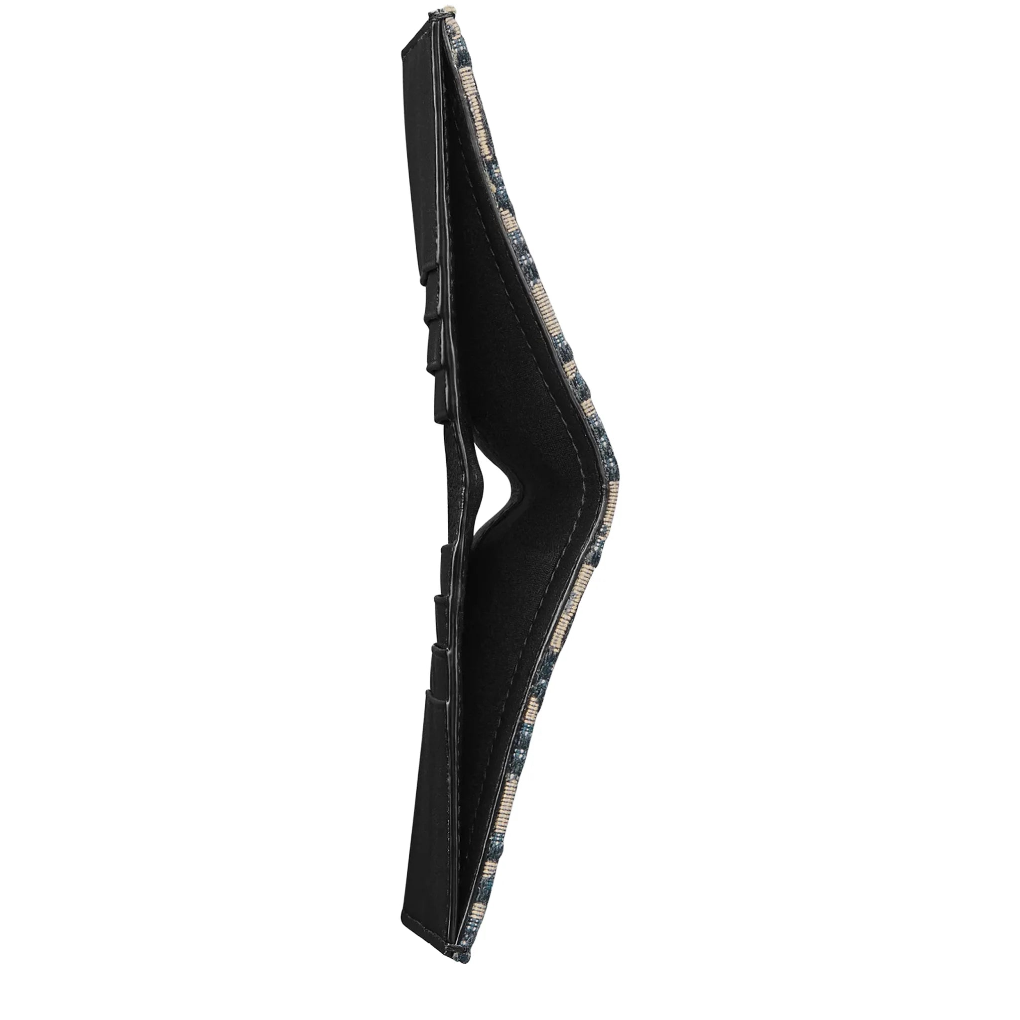 Inside View of Dior Oblique Jacquard Beige and Black Vertical Bifold Wallet 2ESBH072YSE_H05E