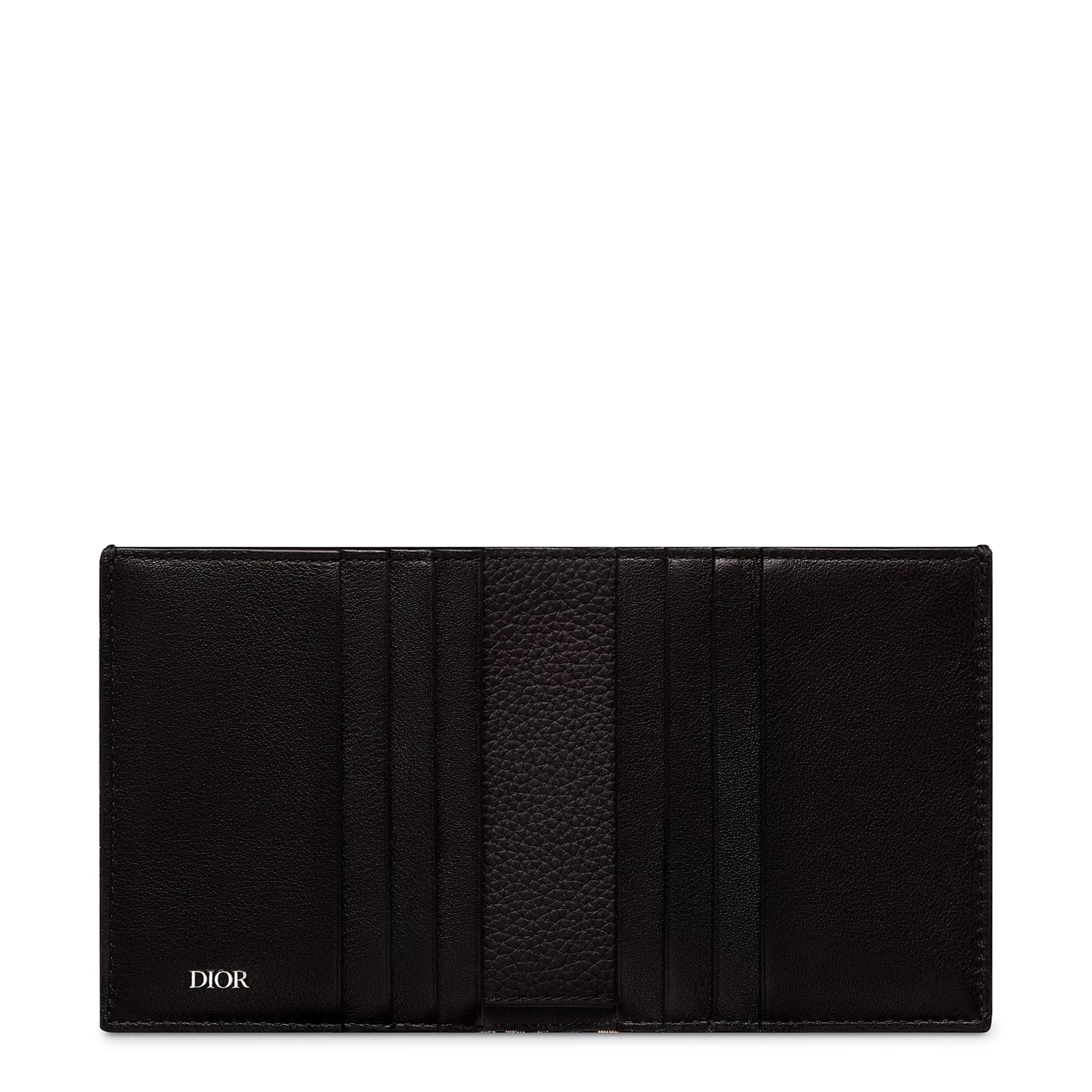 Inside View of Dior Oblique Jacquard Beige and Black Vertical Bifold Wallet 2ESBH072YSE_H05E