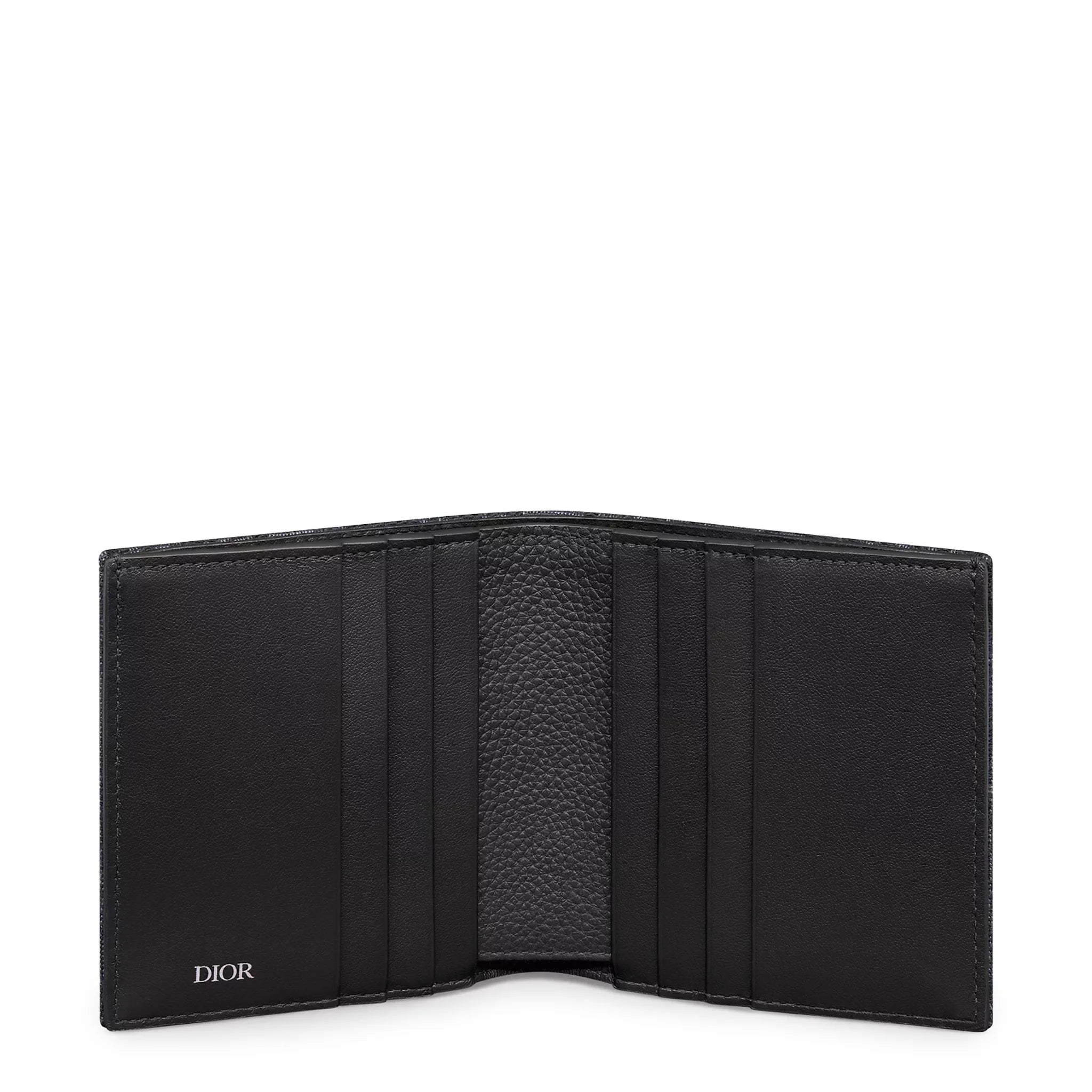Inside View of Dior Oblique Jacquard Black Vertical Bifold Wallet 2ESBH072YSE_H03E