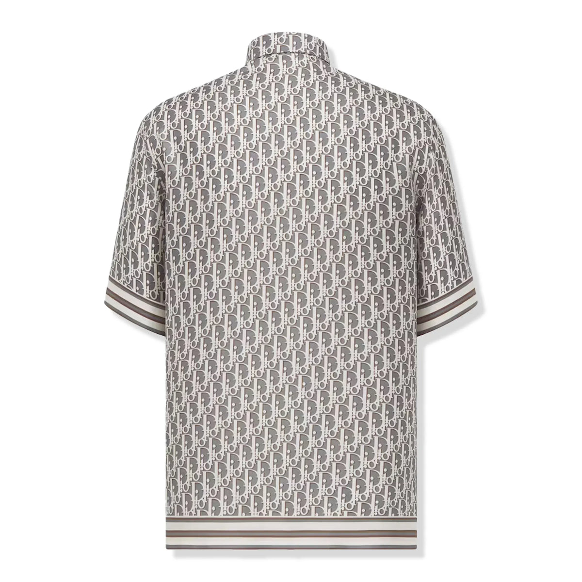 Dior Oblique Short Sleeved Grey Silk Twill Shirt | 193C545A4751_C881