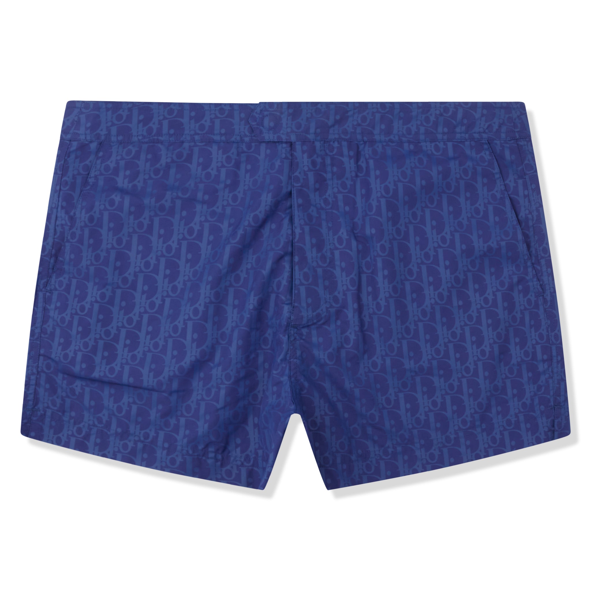 front view of Dior Oblique Swim Shorts Blue 193B104AB041_C506