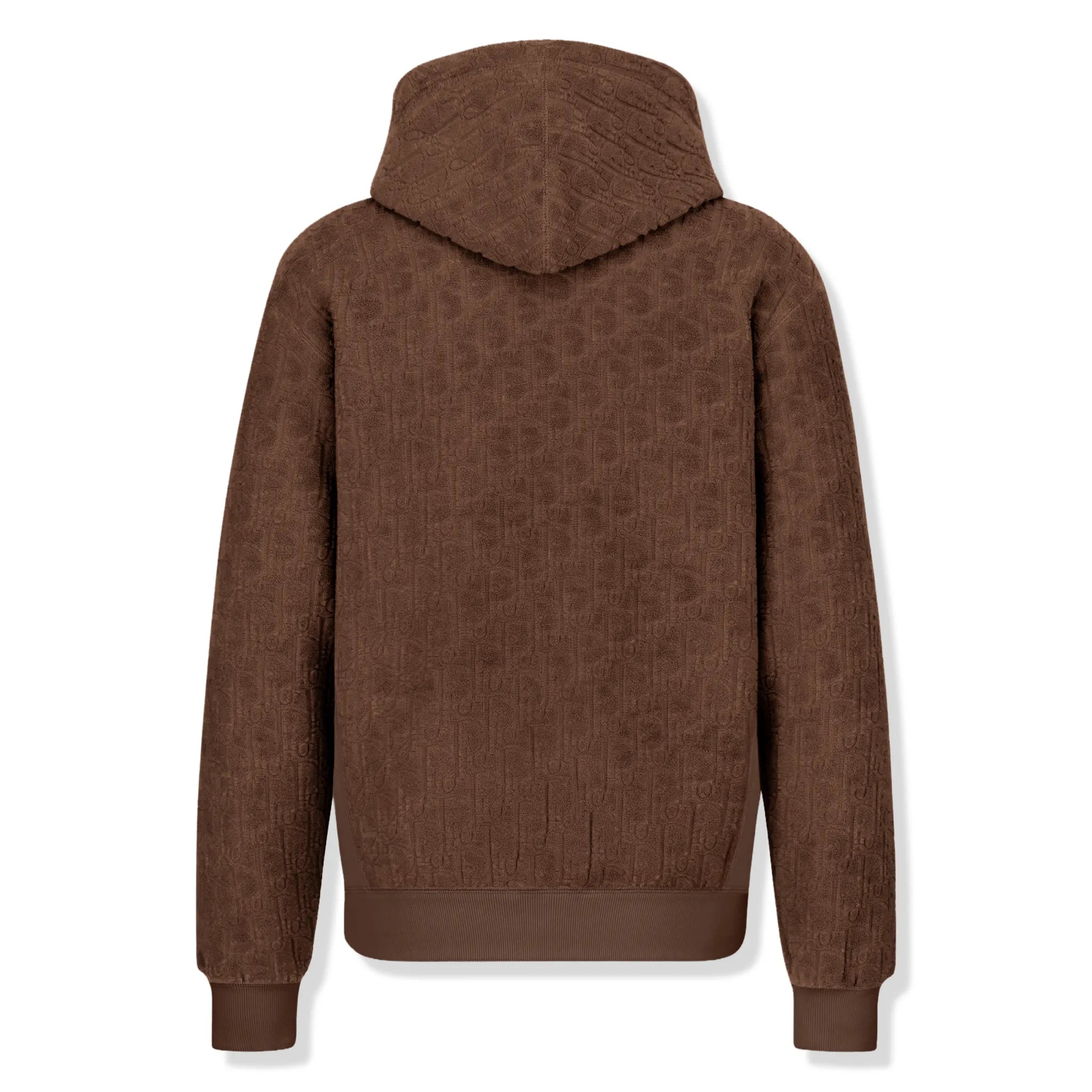 Back View of Dior Oblique Towelling Terry Brown Hoodie 113J631A0684_C777