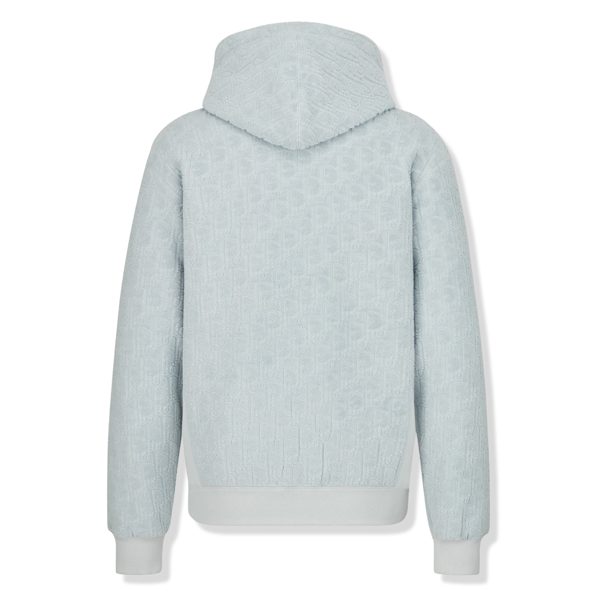 Back view of Dior Oblique Towelling Terry Cotton Relaxed Fit Blue Hoodie 113J631A0684_C585