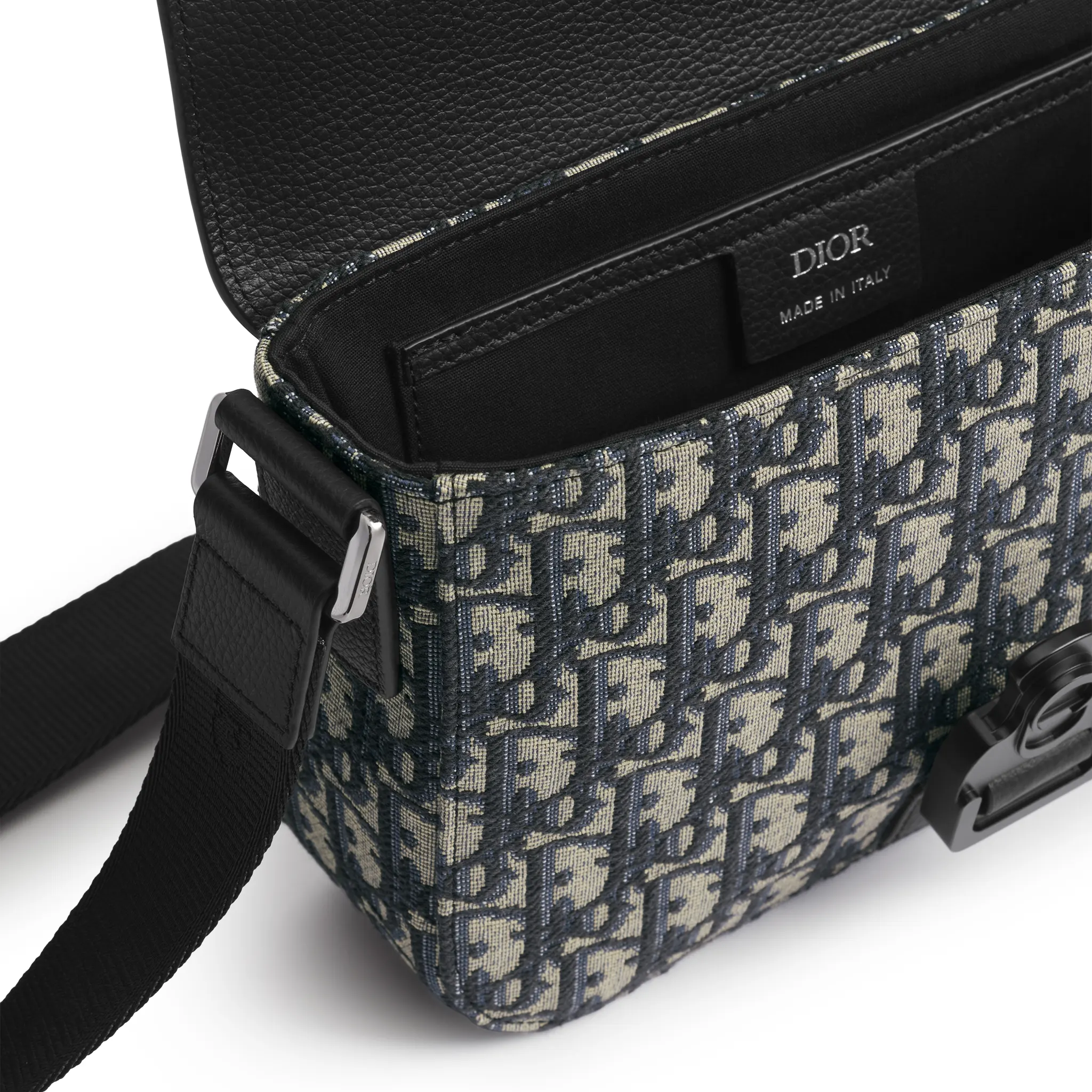 Front Side View of Dior Small Saddle Messenger Beige Bag With Flap 1ADPO049YKS_H27E
