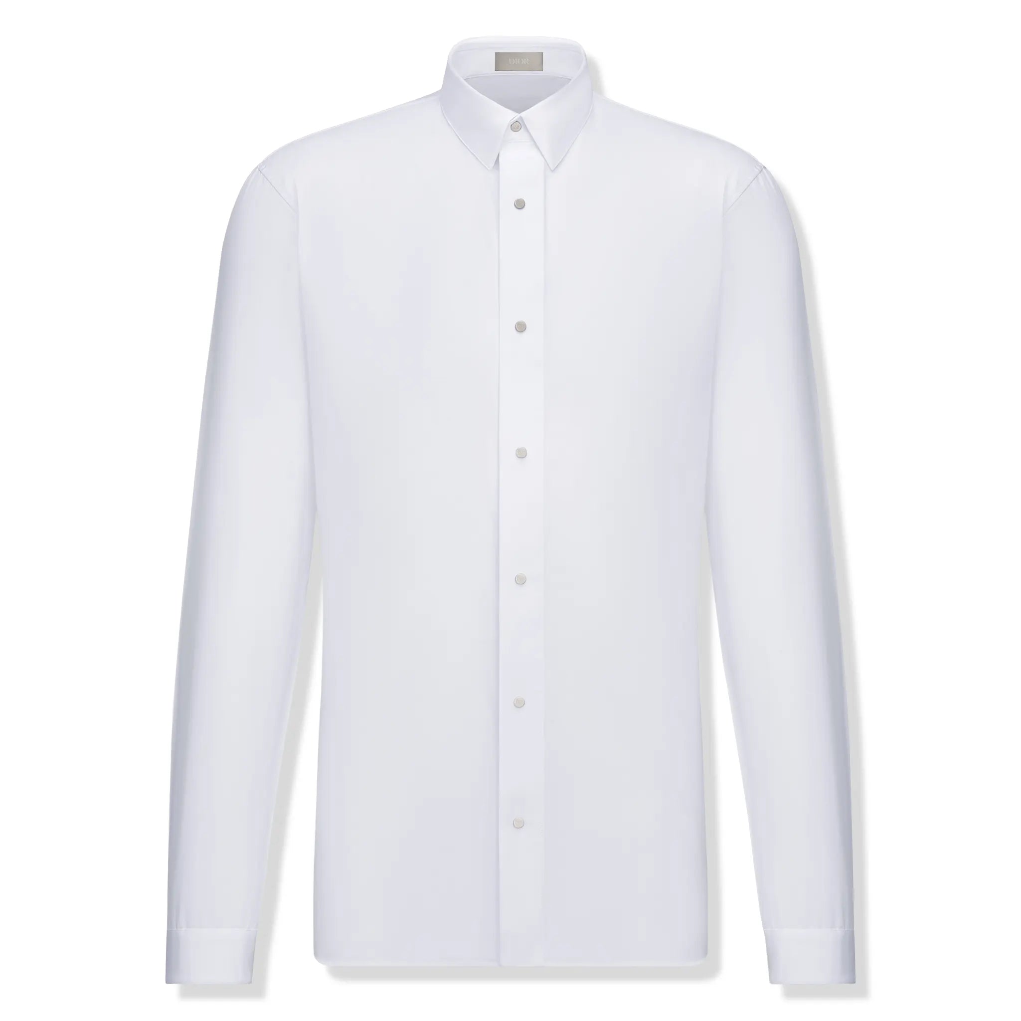 Front View of Dior Snaps Poplin Cotton White Shirt 433C561A1581_C000