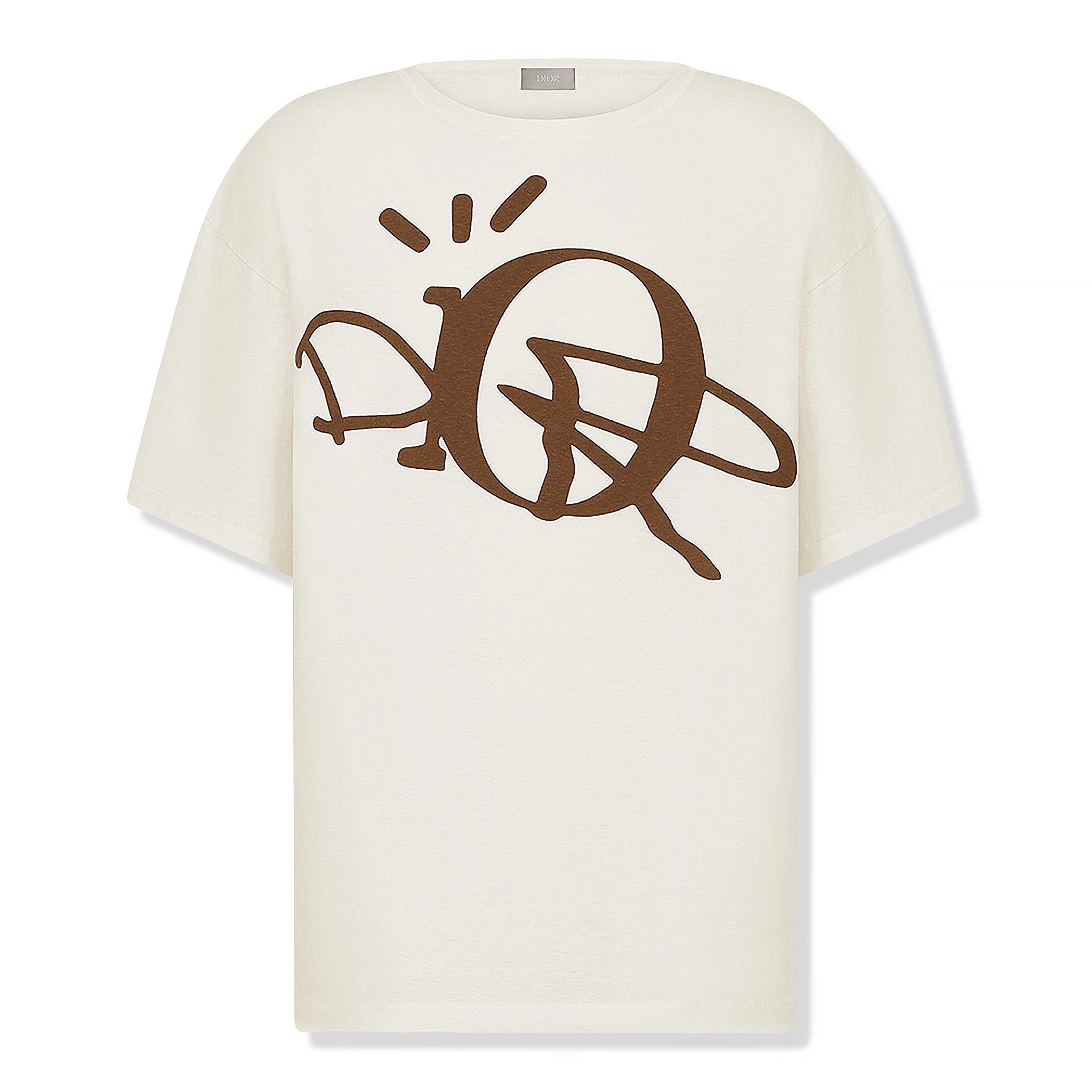 Front view of Dior x Cactus Jack Oversized White Brown T Shirt 283J632A0752_C081