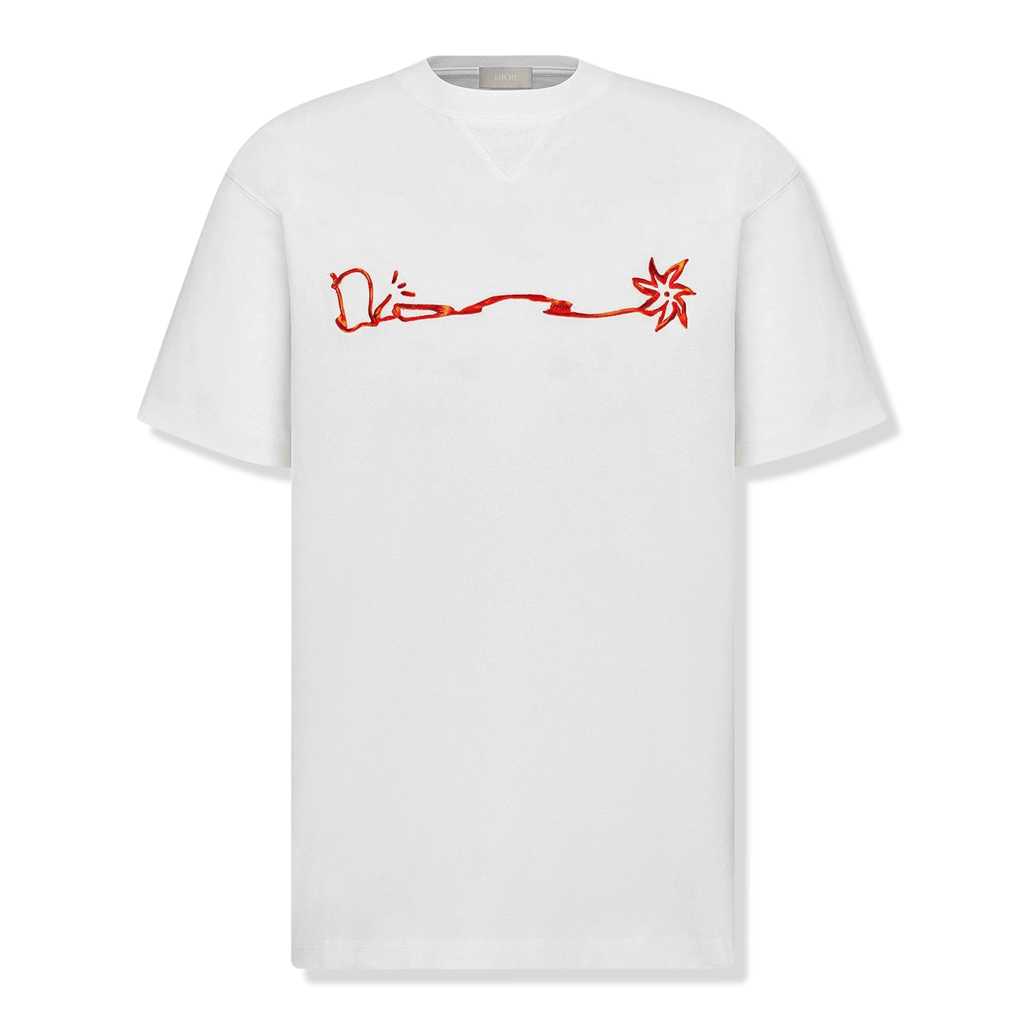 Front view of Dior x Cactus Jack Oversized White T Shirt 283J685C0554_C083