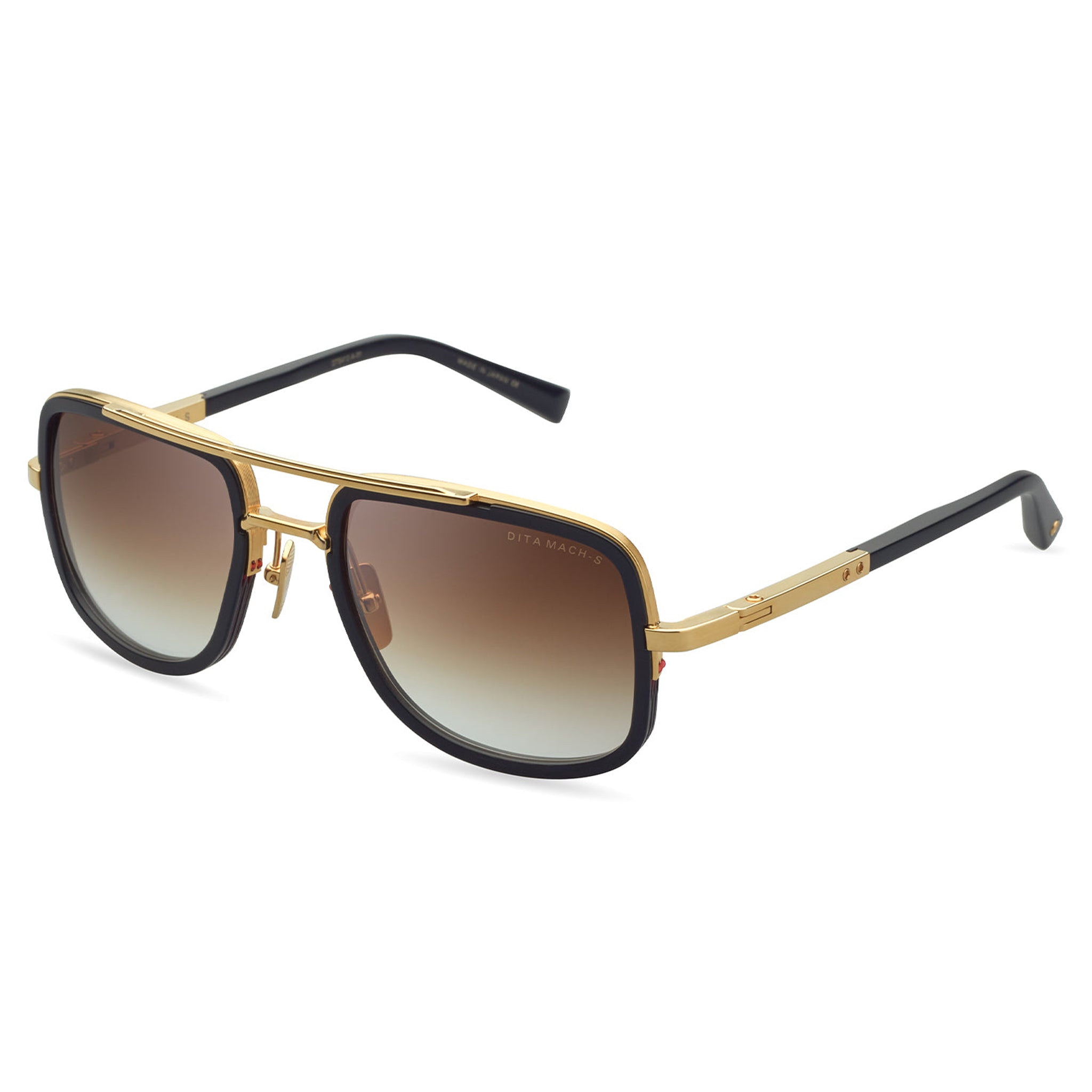 Front side view of Dita Mach S DTS412-A-01 Yellow Gold Black Sunglasses DTS412-A-01