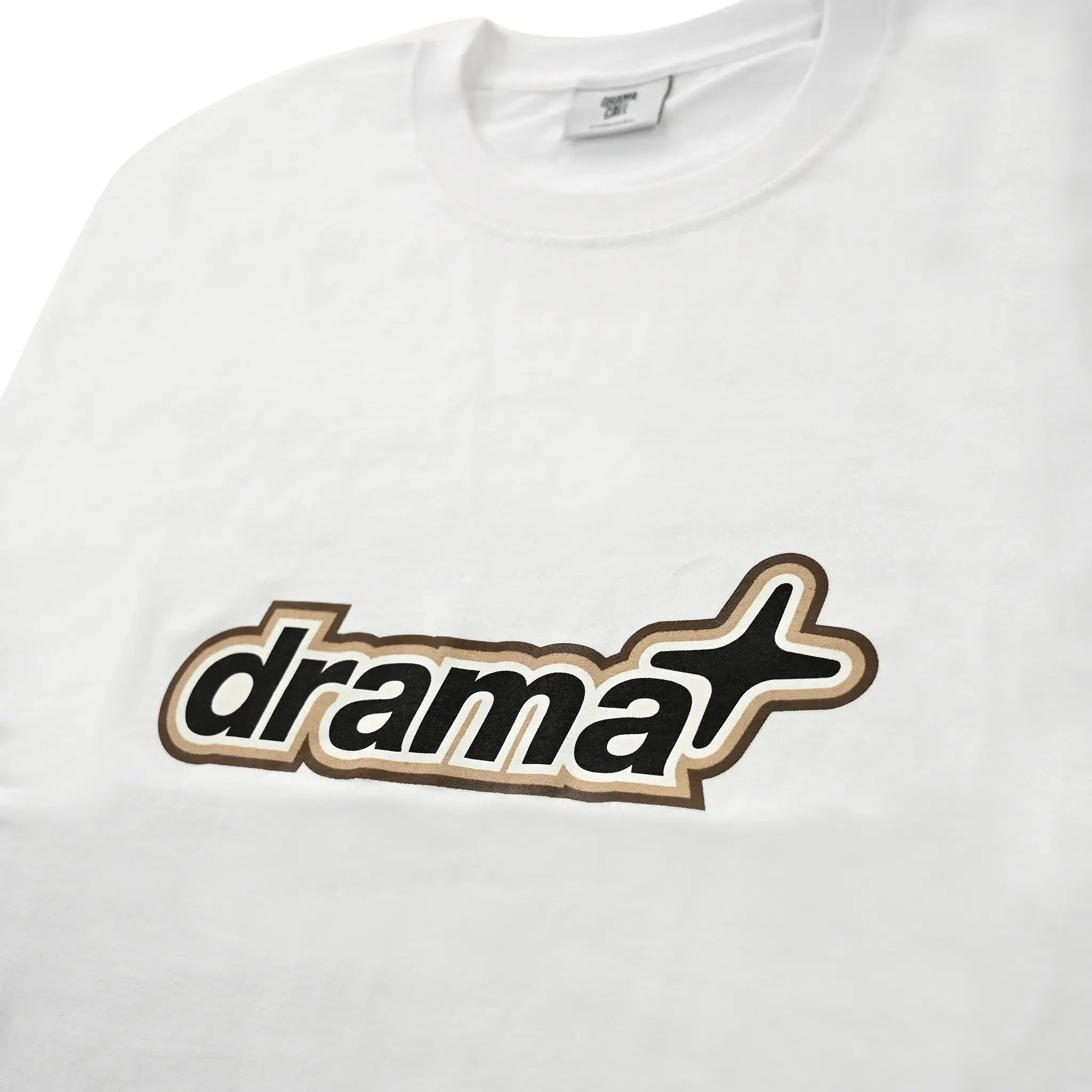 Logo view of Drama Call Espresso 1 Star White T Shirt