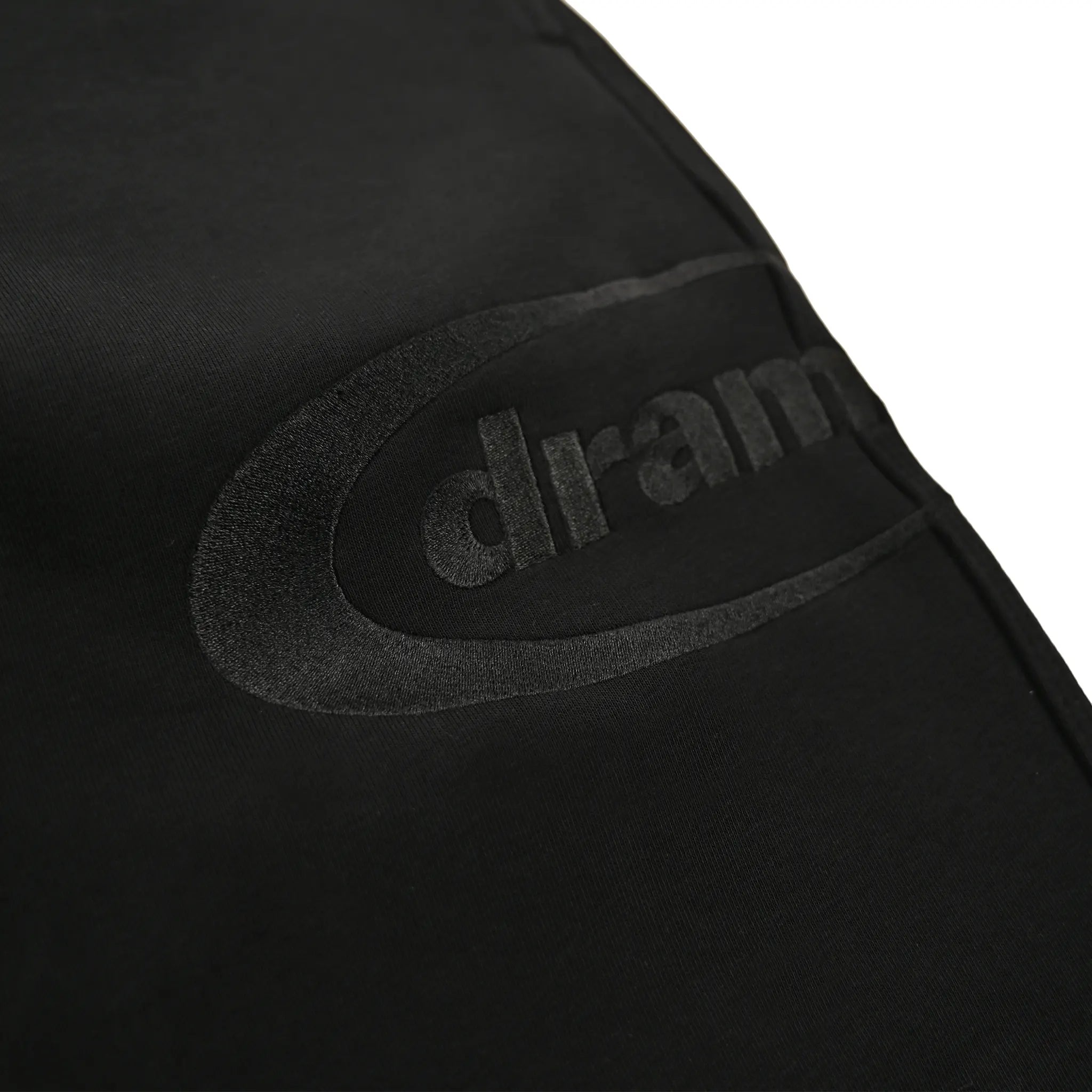 Detail view of Drama Call Oval Black Sweatpants