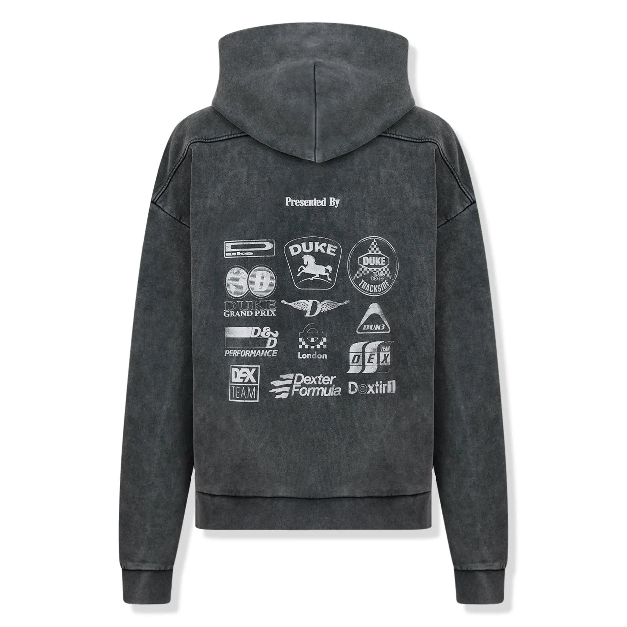 Back View of Duke + Dexter DkeDex Sponsors Vintage Black Hoodie