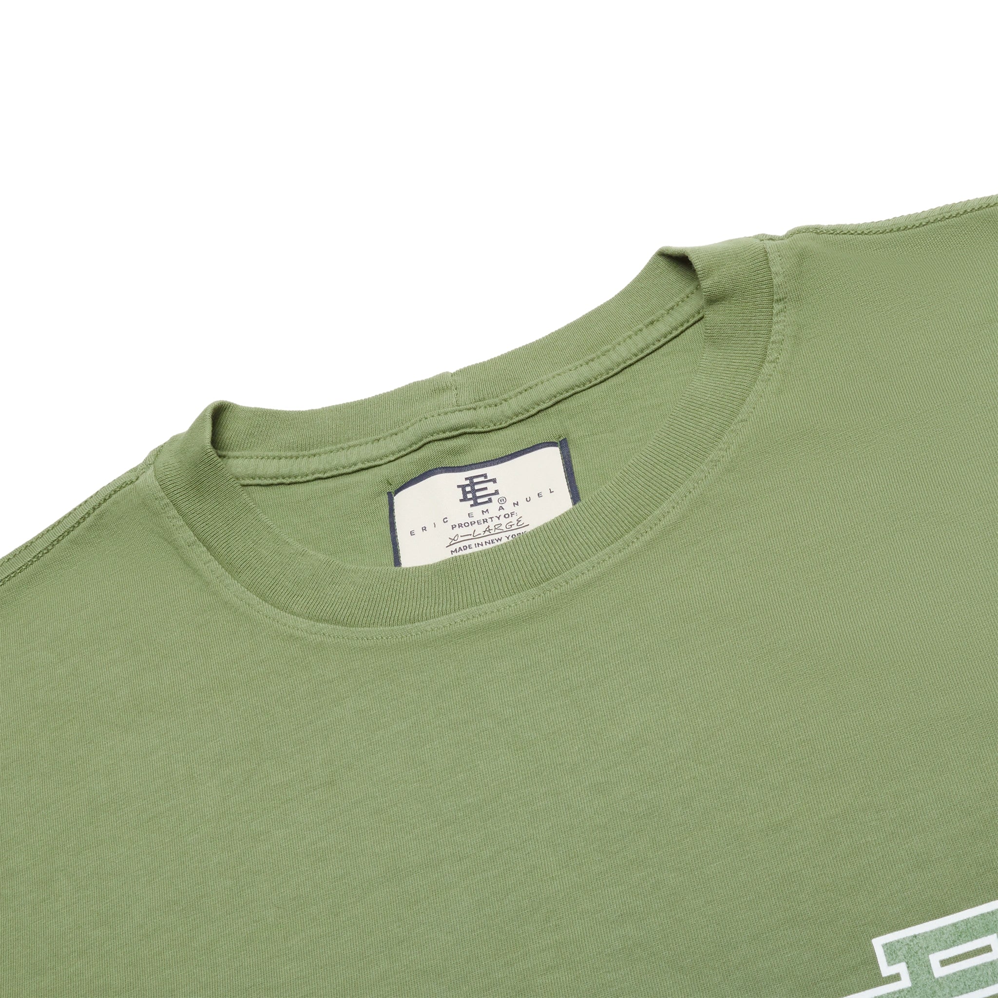 Neck view of Eric Emanuel EE Basic Olive T Shirt