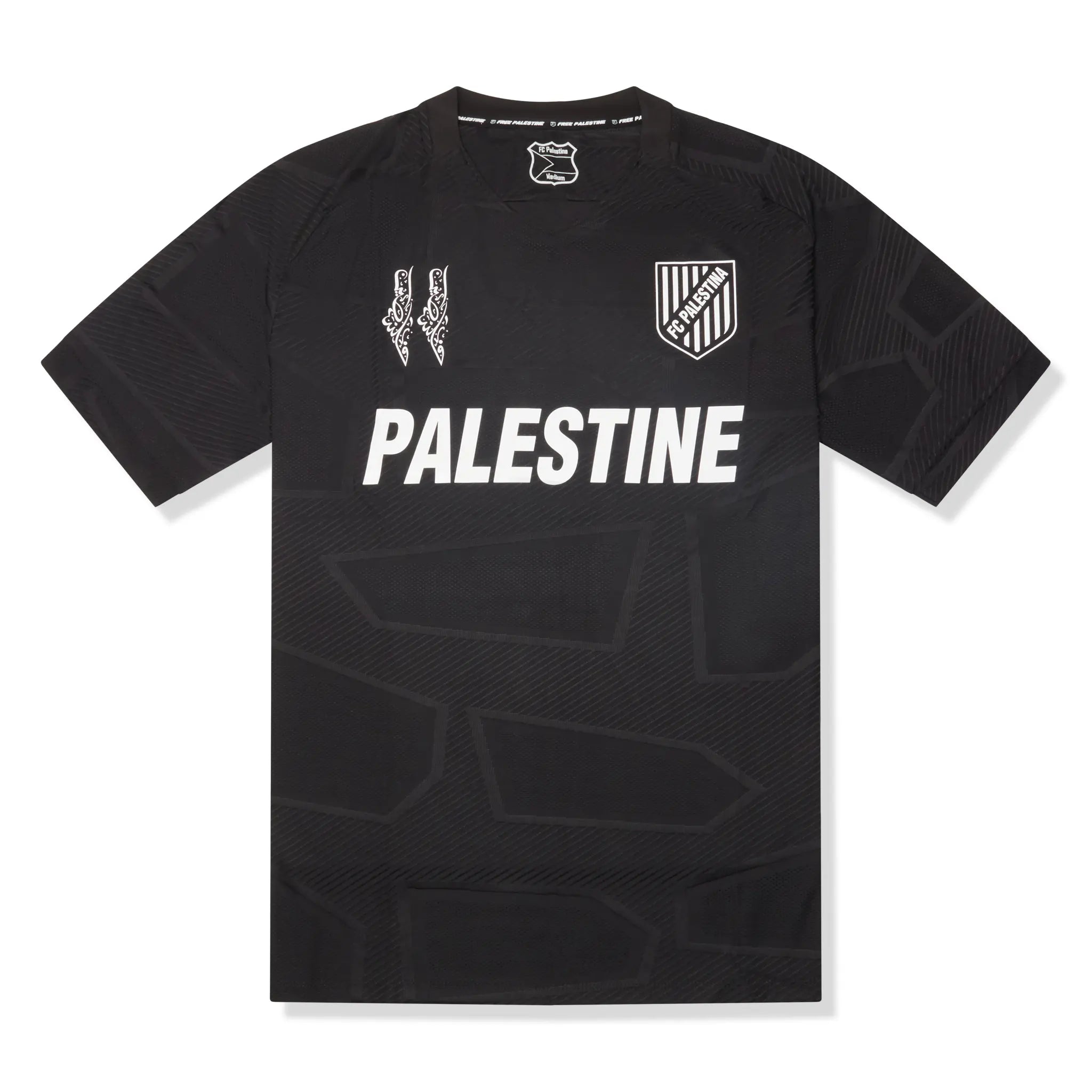 Front View of FC Palestina Palestine Black Edition English Football T-Shirt
