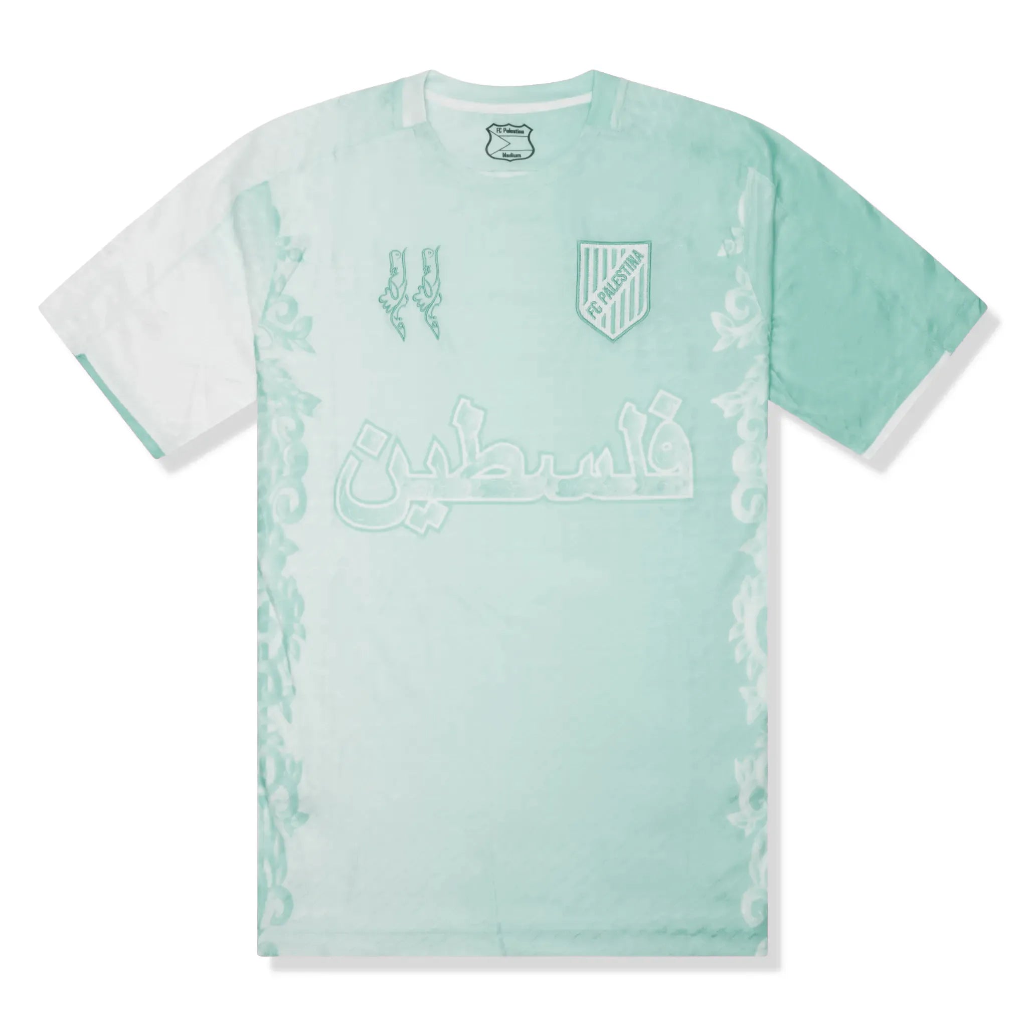 Front View of FC Palestina x Farrah Azam Mint Mist T-Shirt