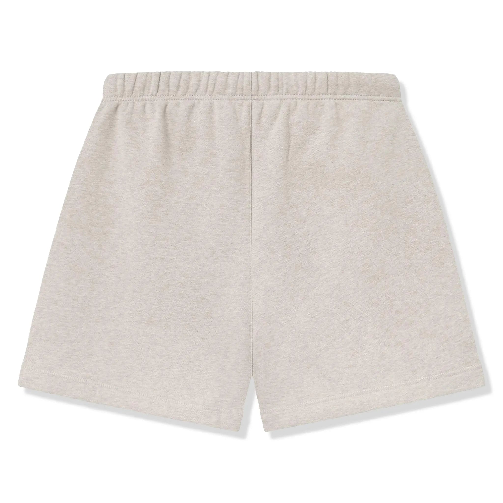 Back View of Fear Of God Essentials Classic Fleece Heather Stone Shorts (FW25) 160SP252002F